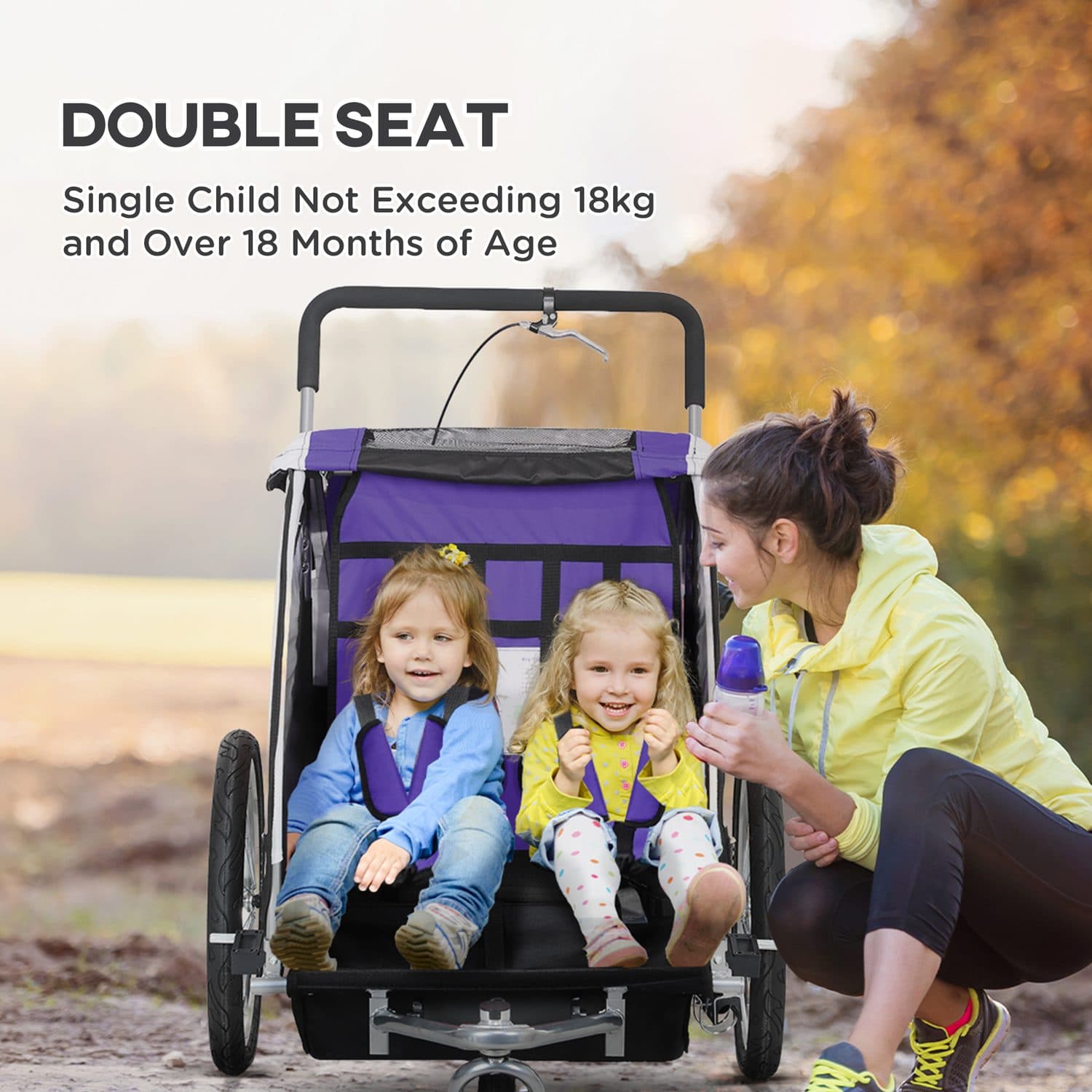 Baby Bike Trailer with 5-Point Harness, Purple - image 5