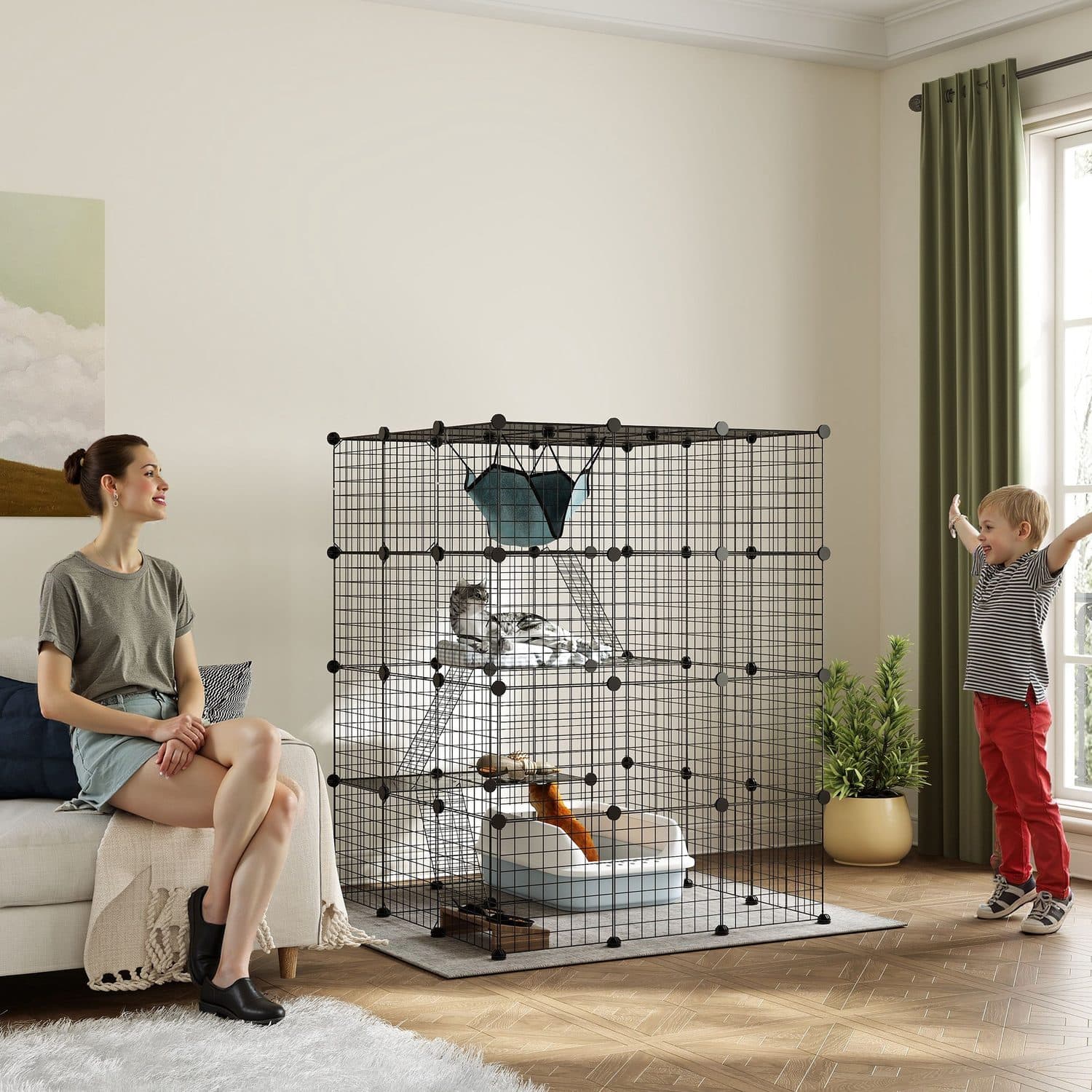 Four-Tier DIY Cat Cage with Hammock and Ramps - image 2