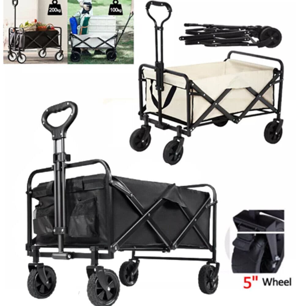 Folding Wagon Trolley with Four Wide Wheels for Outdoors - image 4