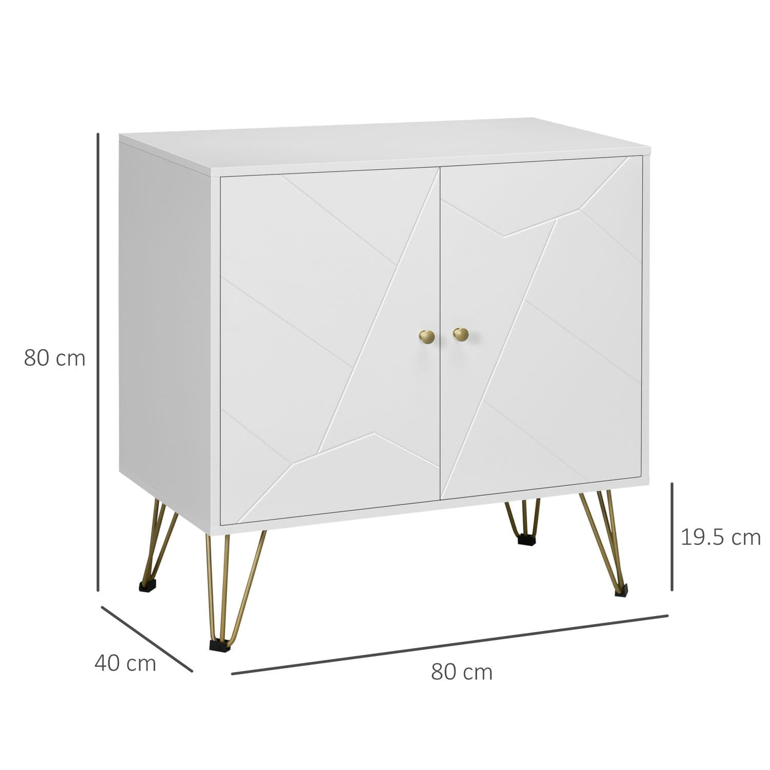 Slim White Storage Sideboard with Gold Hairpin Legs - image 3