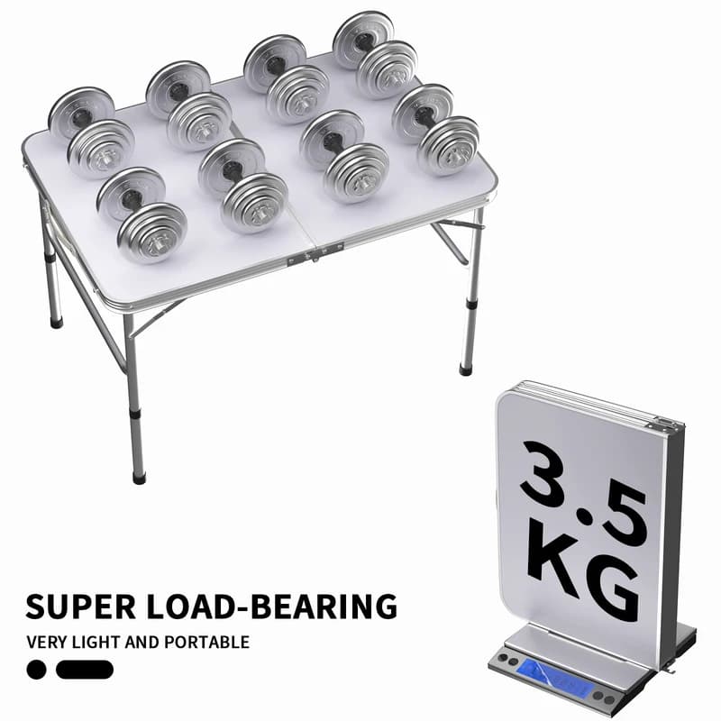 Set up a sturdy folding table wherever you need it - As shown