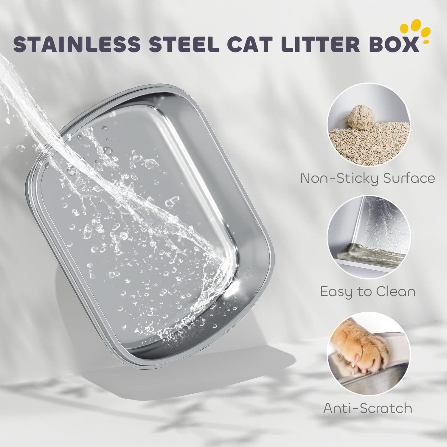 Enclosed Cat Litter Box With Stainless Steel Base Tray - image 4