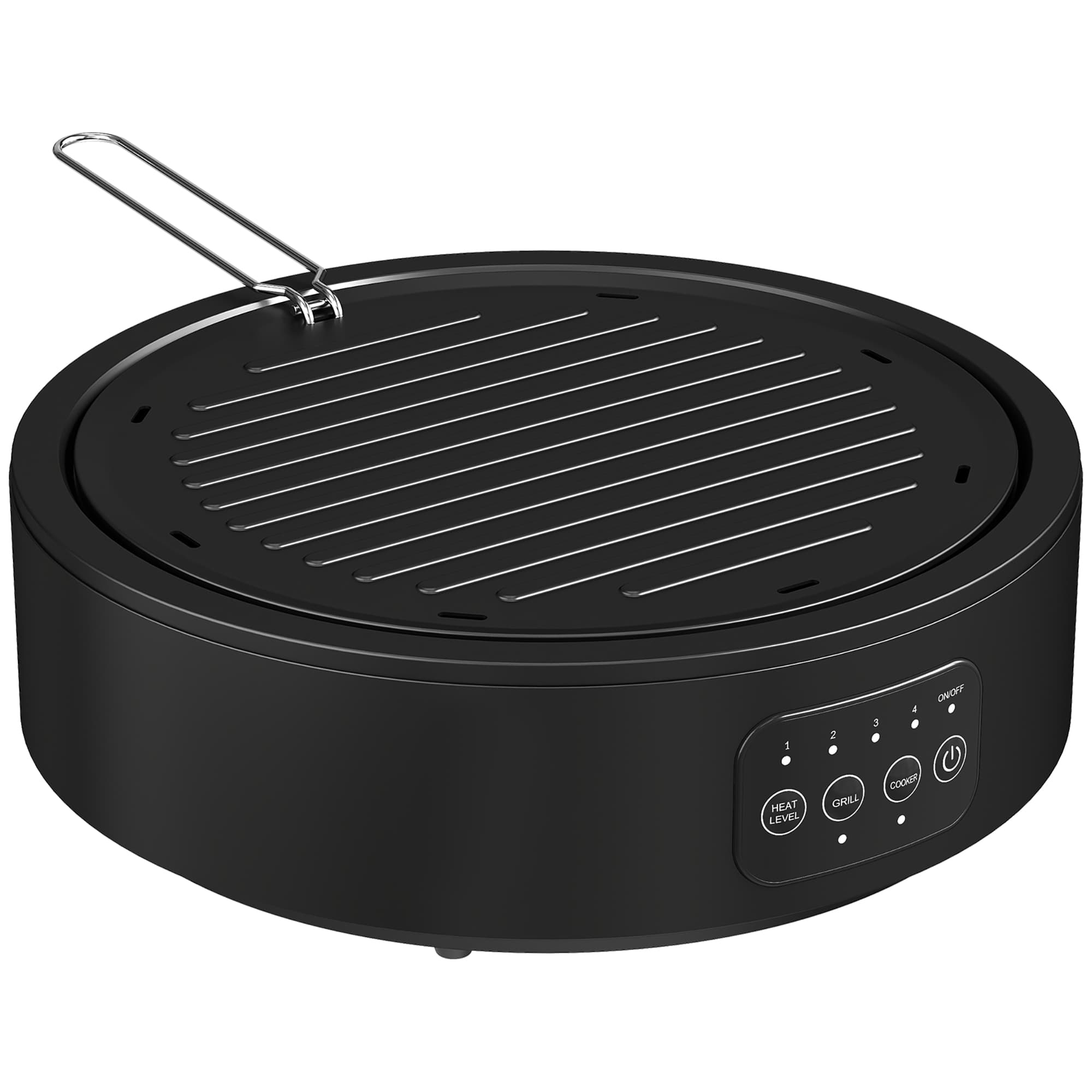 Electric Ceramic Hob With Built-In Grill Plate - Black