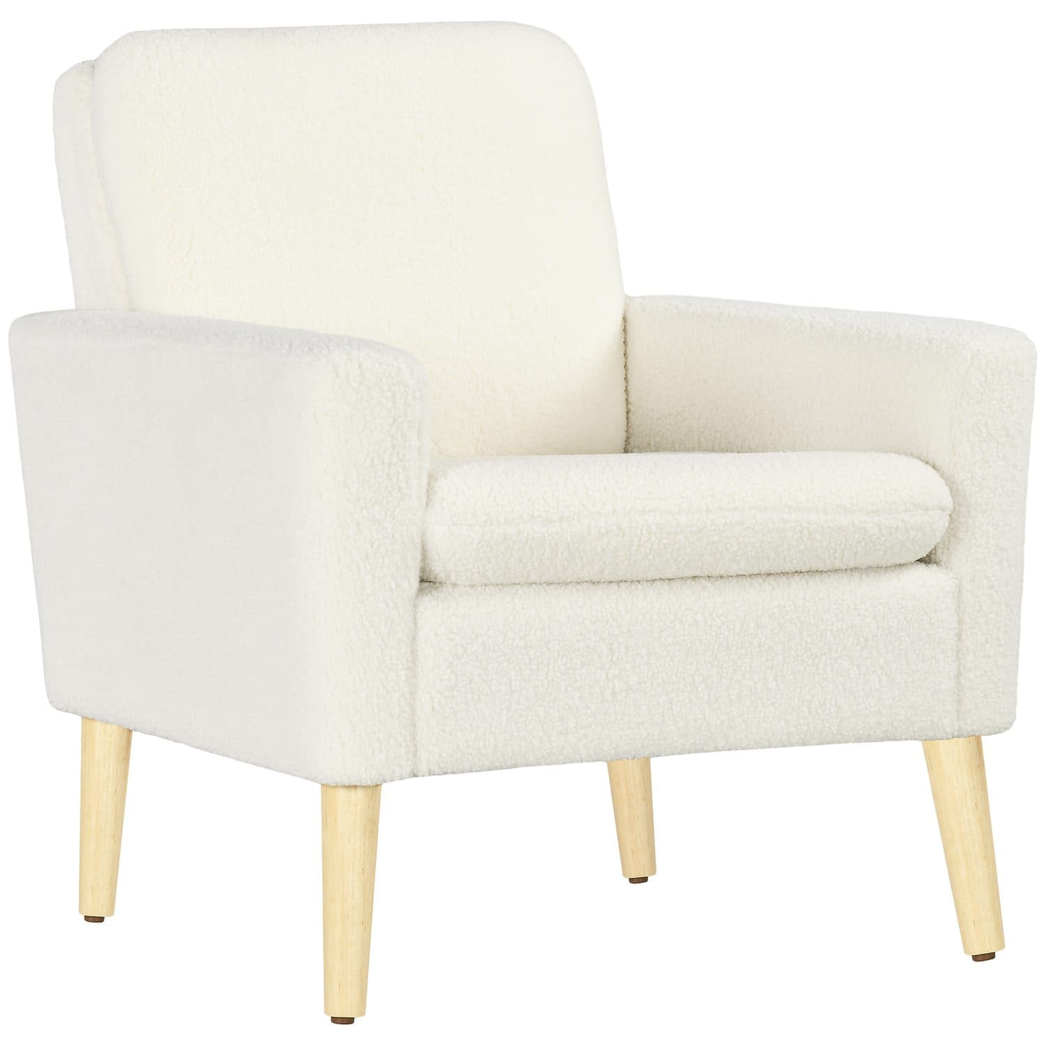 Cream White Teddy Fleece Armchair - Cream
