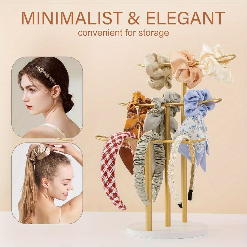 3-Tier Gold Jewellery Stand & Headband Organiser - image 4