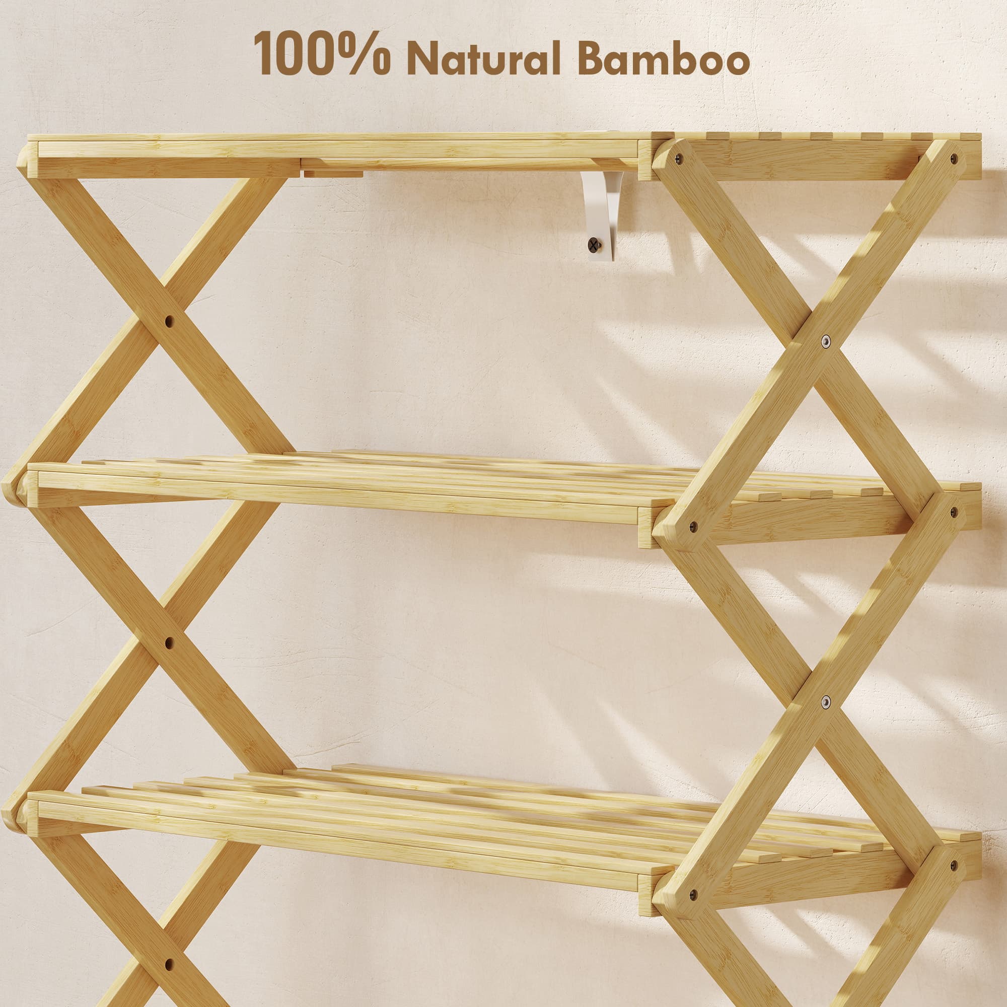Compact Five-Tier Bamboo Shoe Rack That Folds Flat - image 5