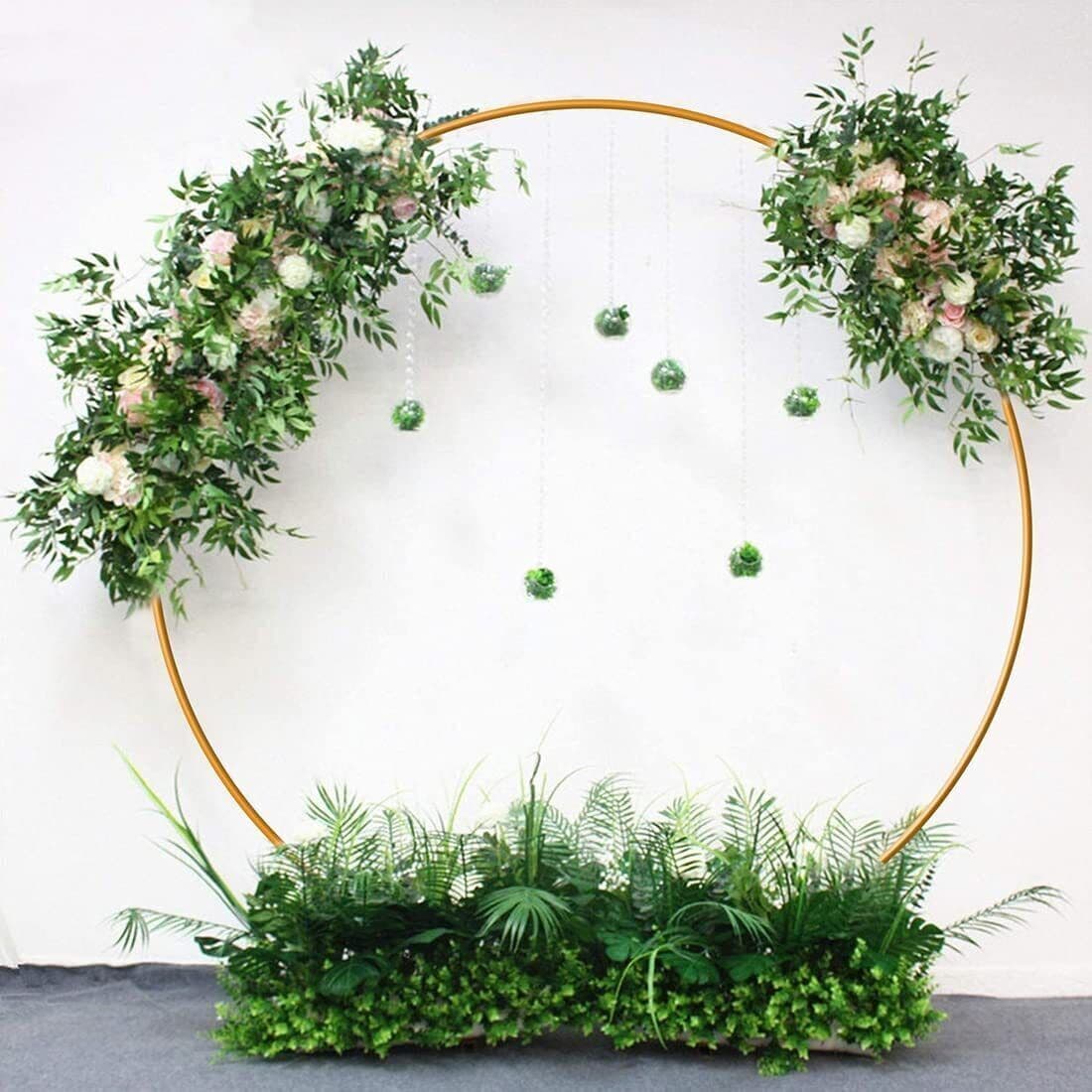 Gold 2m round hoop arch for wedding flower backdrops - image 1
