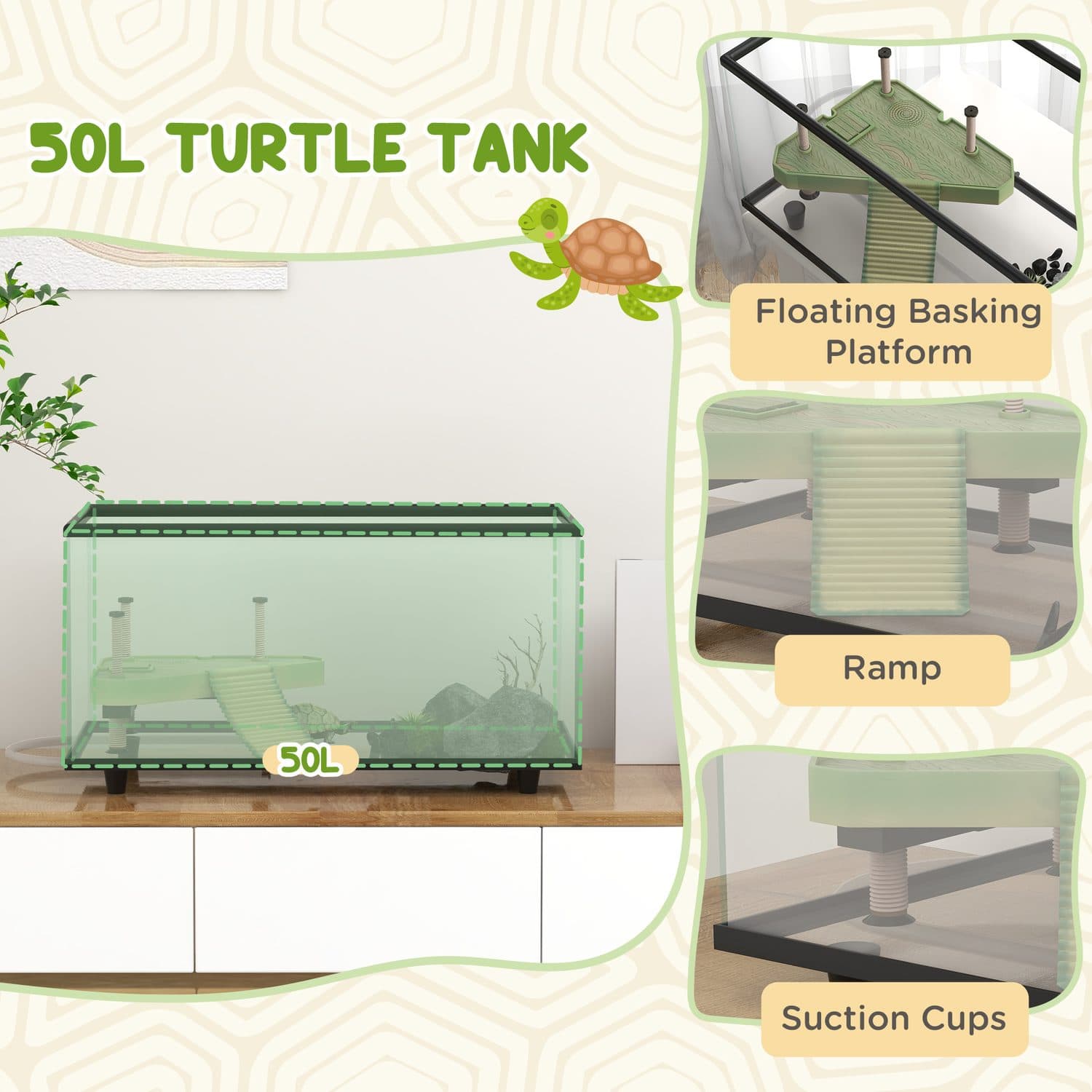 50L Glass Turtle Tank with Basking Platform - image 3