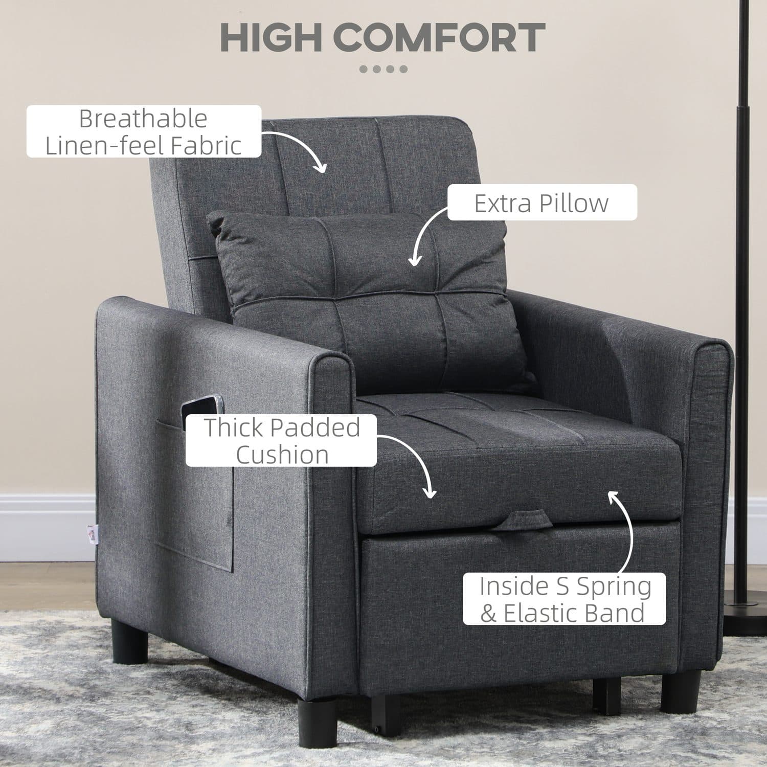 The Grey Convertible Chair That Folds Into a Single Bed - image 3