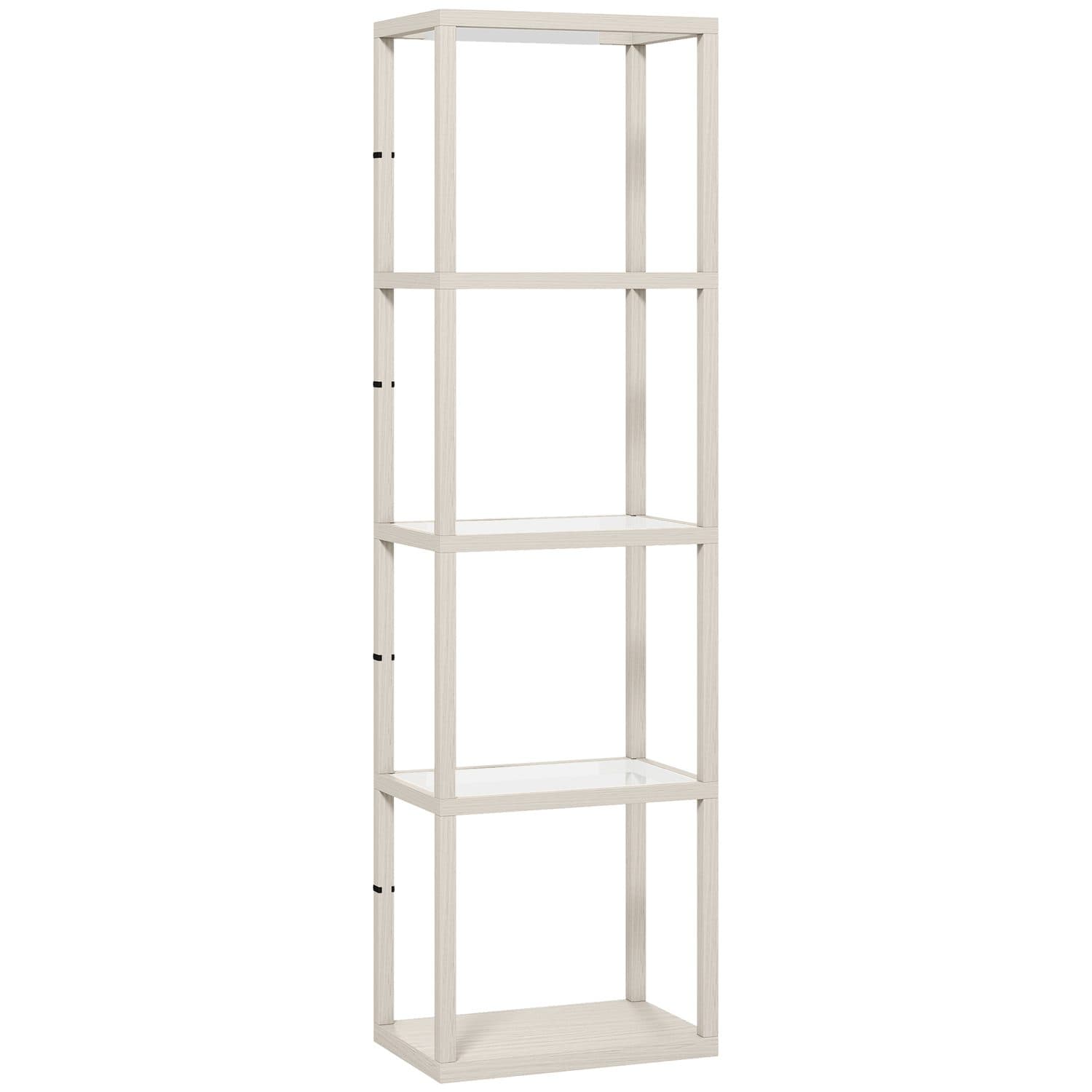 Bleached Oak 4-Shelf Floor Lamp with Dimmable Warm LED - Oak