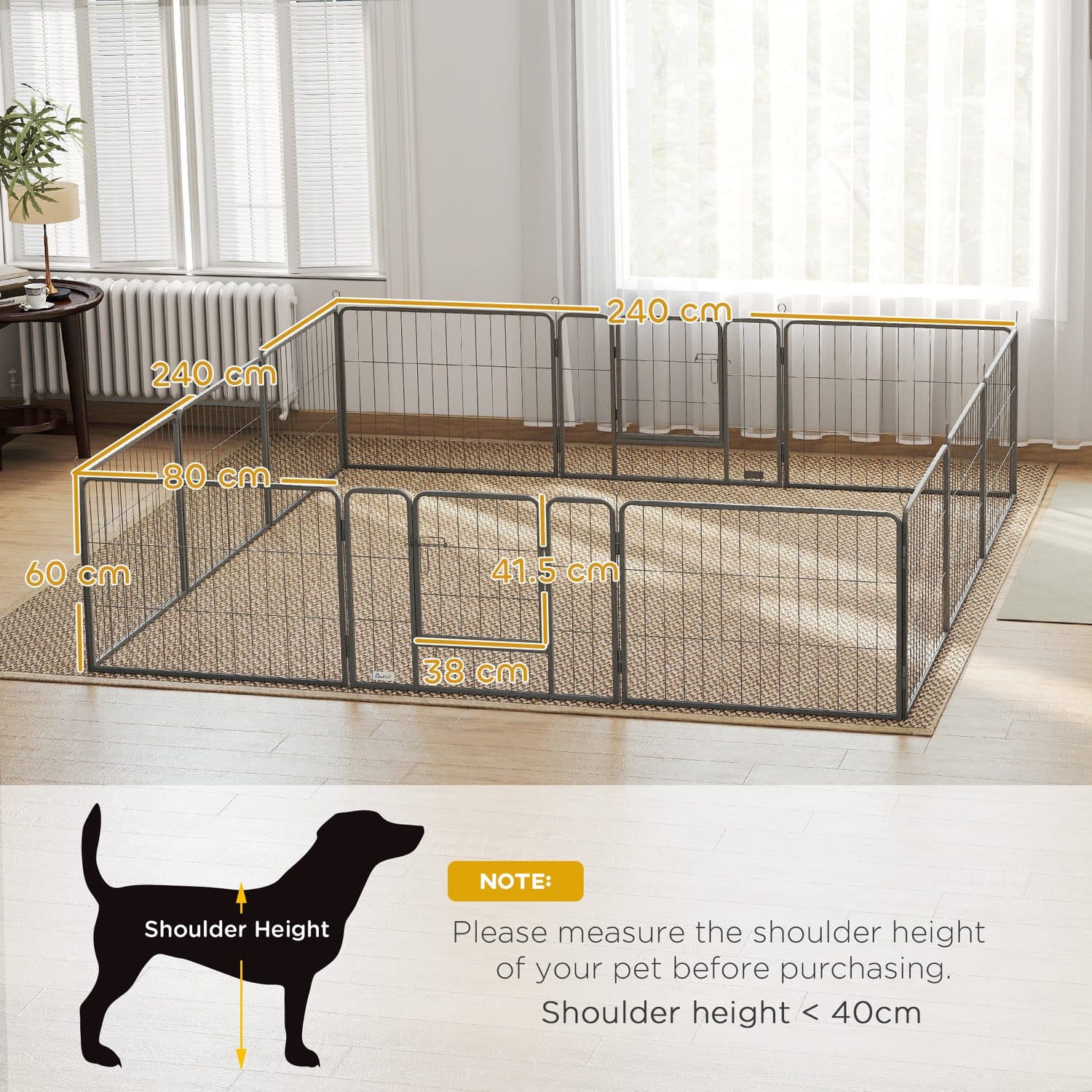 PawHut 12 Panel Heavy Duty Puppy Playpen, Silver - image 2
