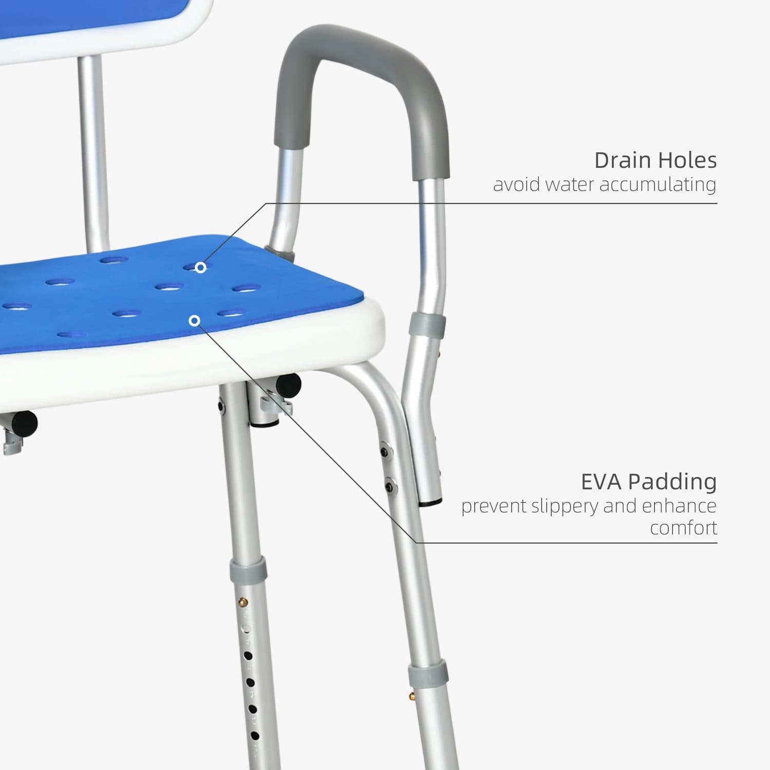 Blue Padded Shower Chair with Arms - image 2