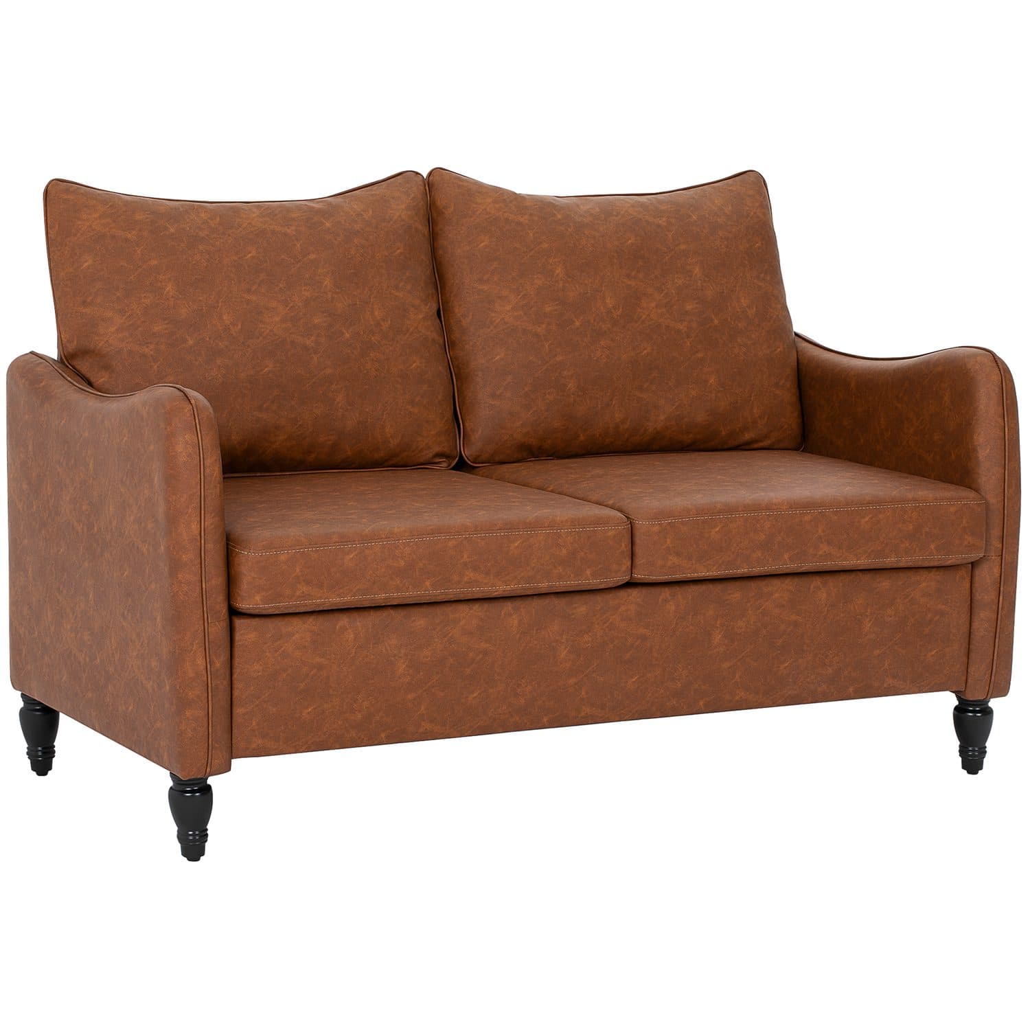 Brown Marble-Effect Two-Seater Sofa - Brown