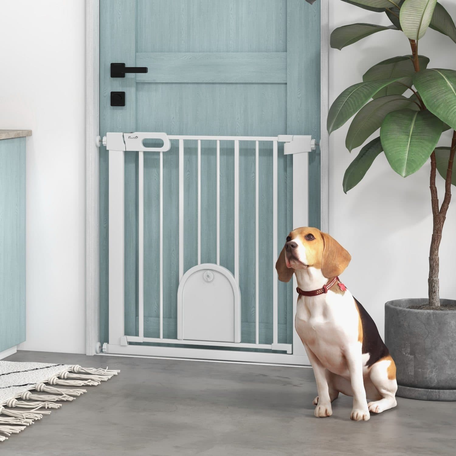 Pet Safety Gate with Cat Flap — Pressure Fit, No Drilling - image 3