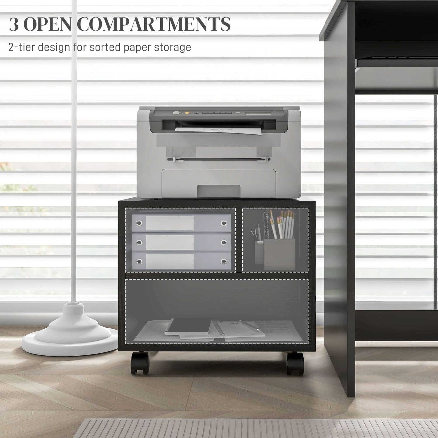 Black Printer Cabinet with Three Compartments - image 2