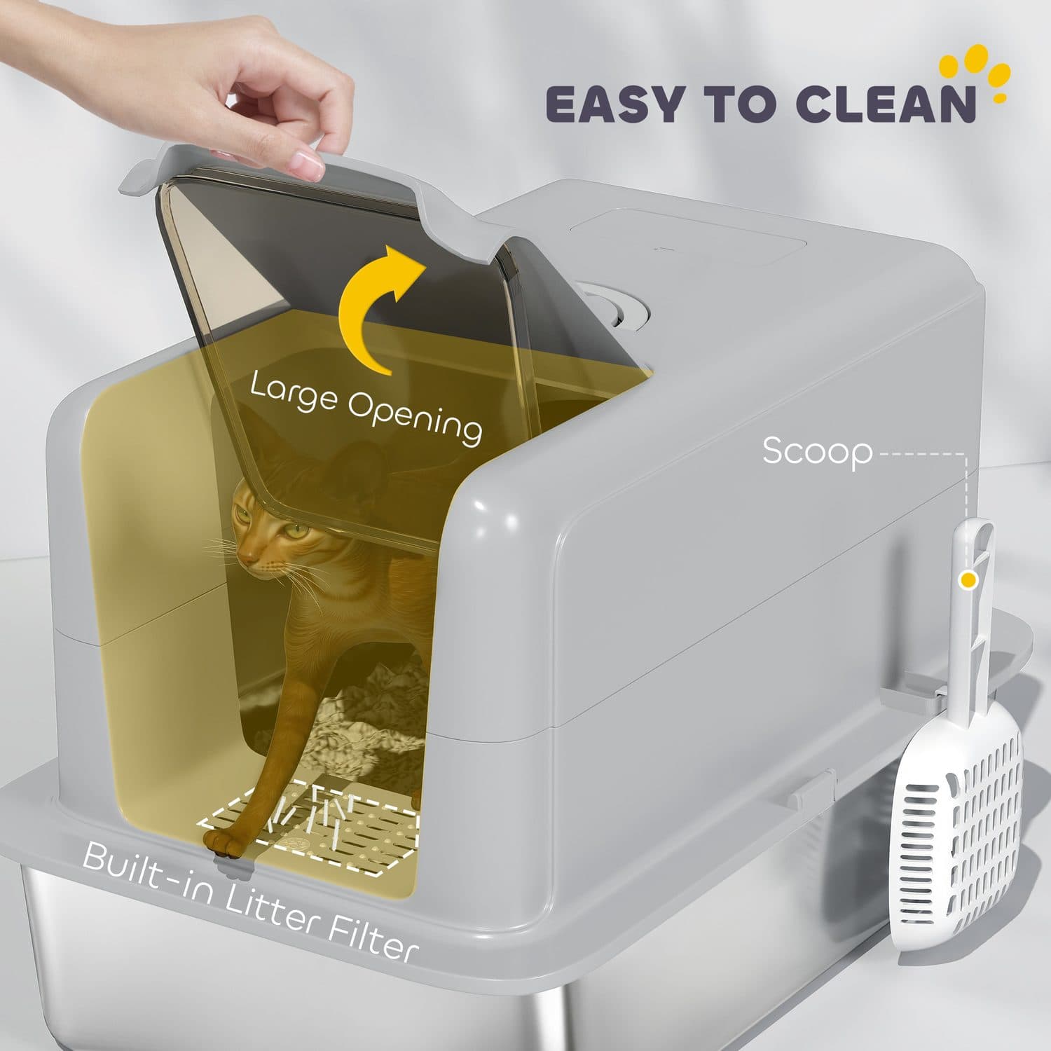 PawHut Enclosed Litter Box - image 4