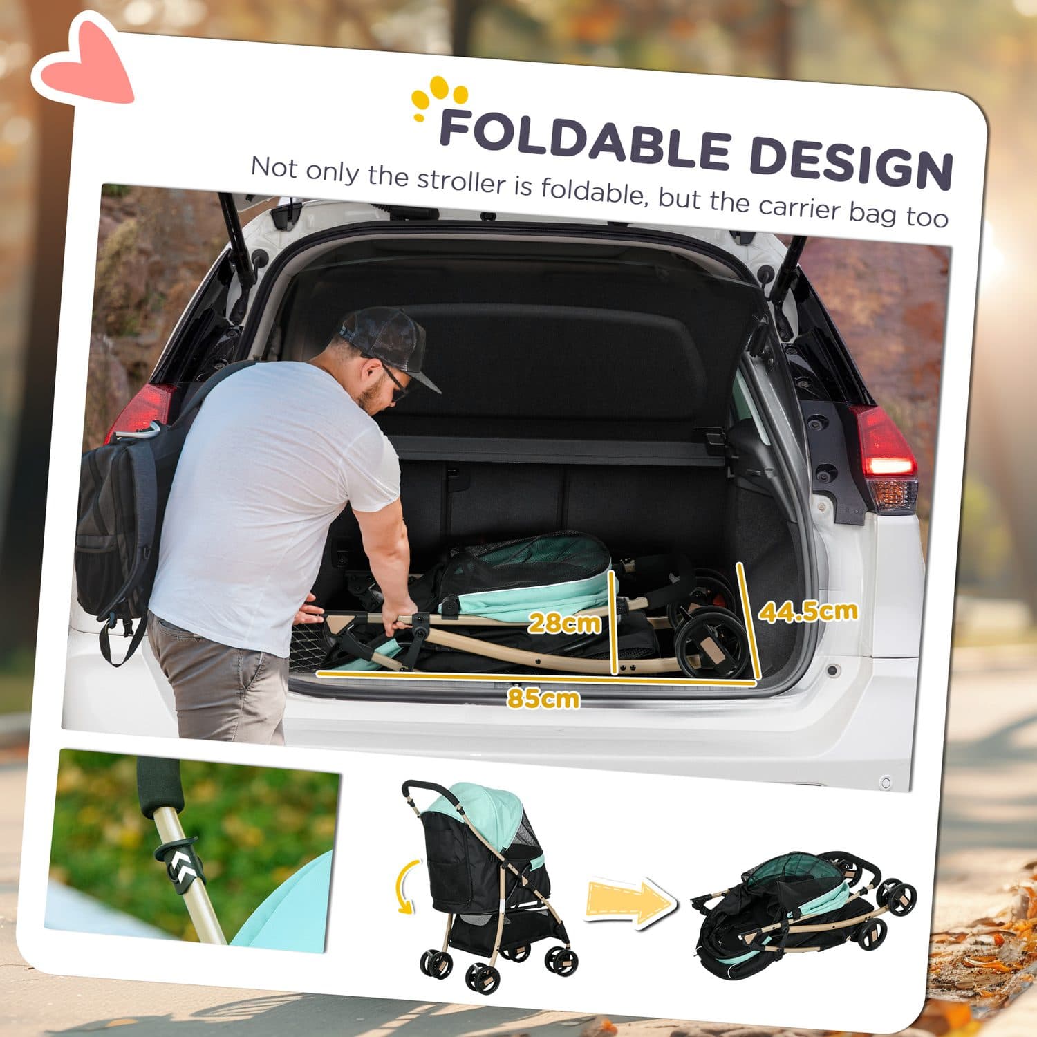 PawHut Pet Stroller for Small and Miniature Dogs - image 3