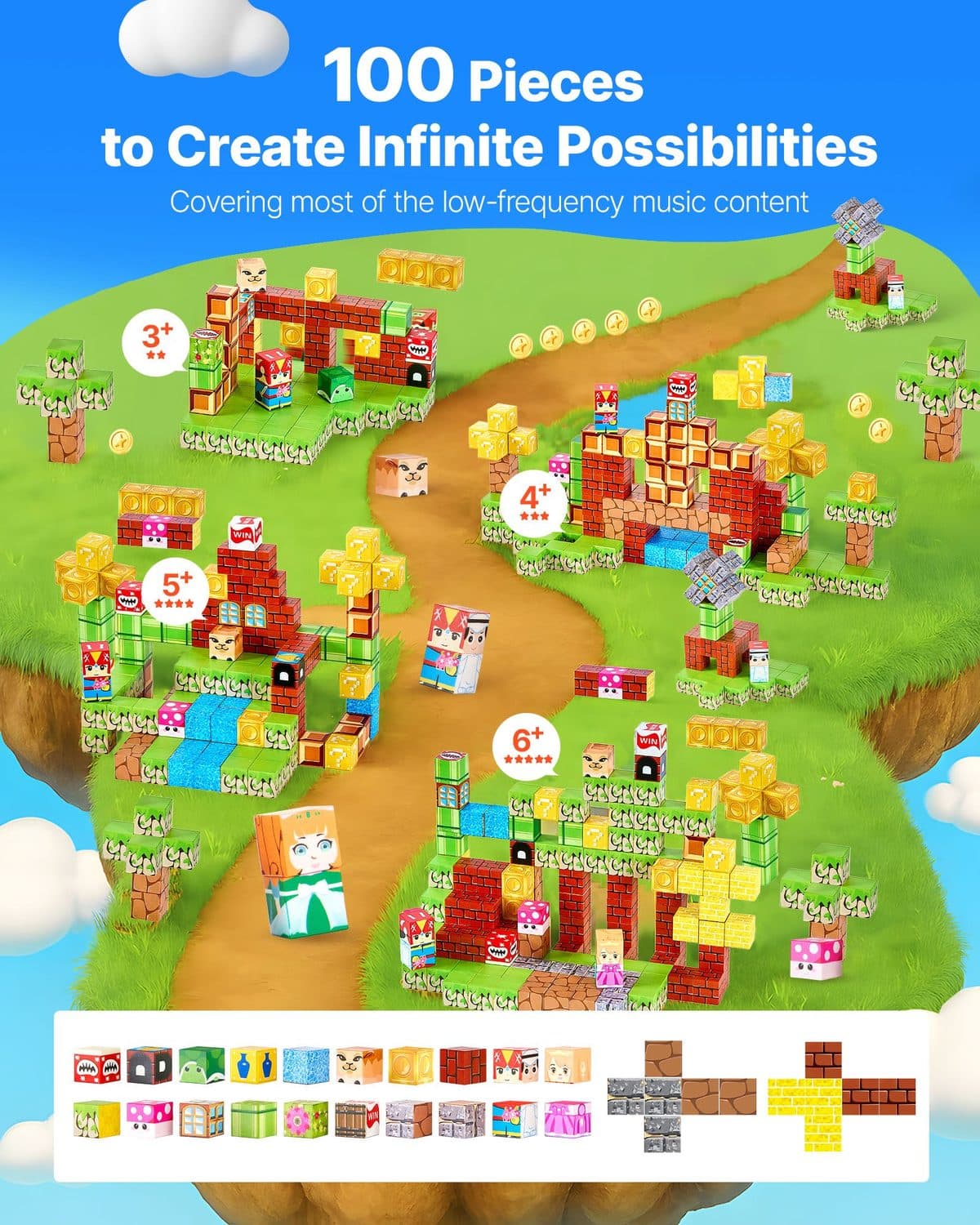 100 Piece Magnetic Building Blocks Set for Kids - image 3