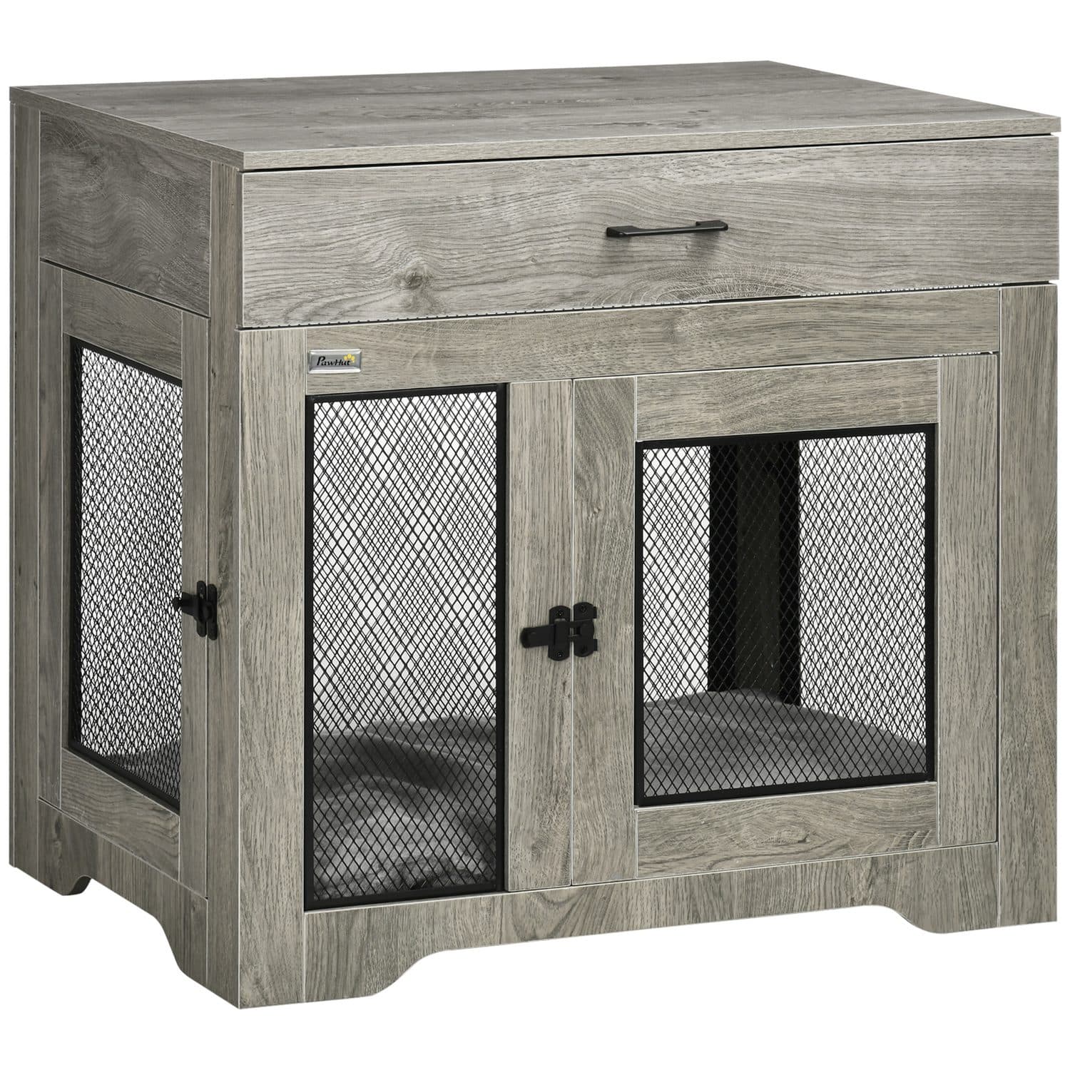PawHut Dog Cage End Table with Cushion and Storage Drawer