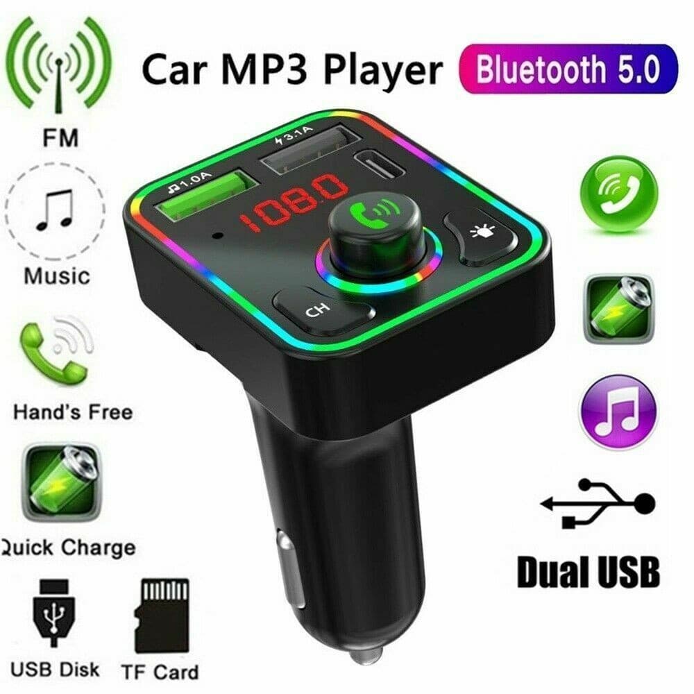 Bluetooth FM Transmitter for Music and Hands-Free Calls - 2pcs