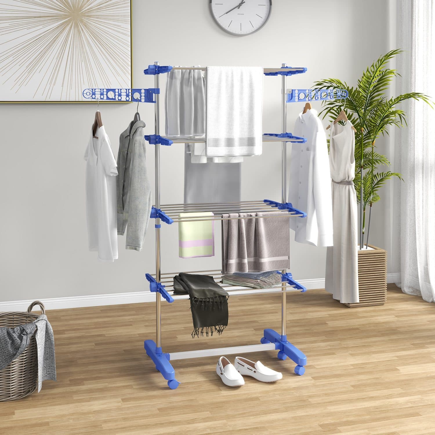 Collapsible 4-Tier Clothes Drying Rack with Wing Extensions - image 3