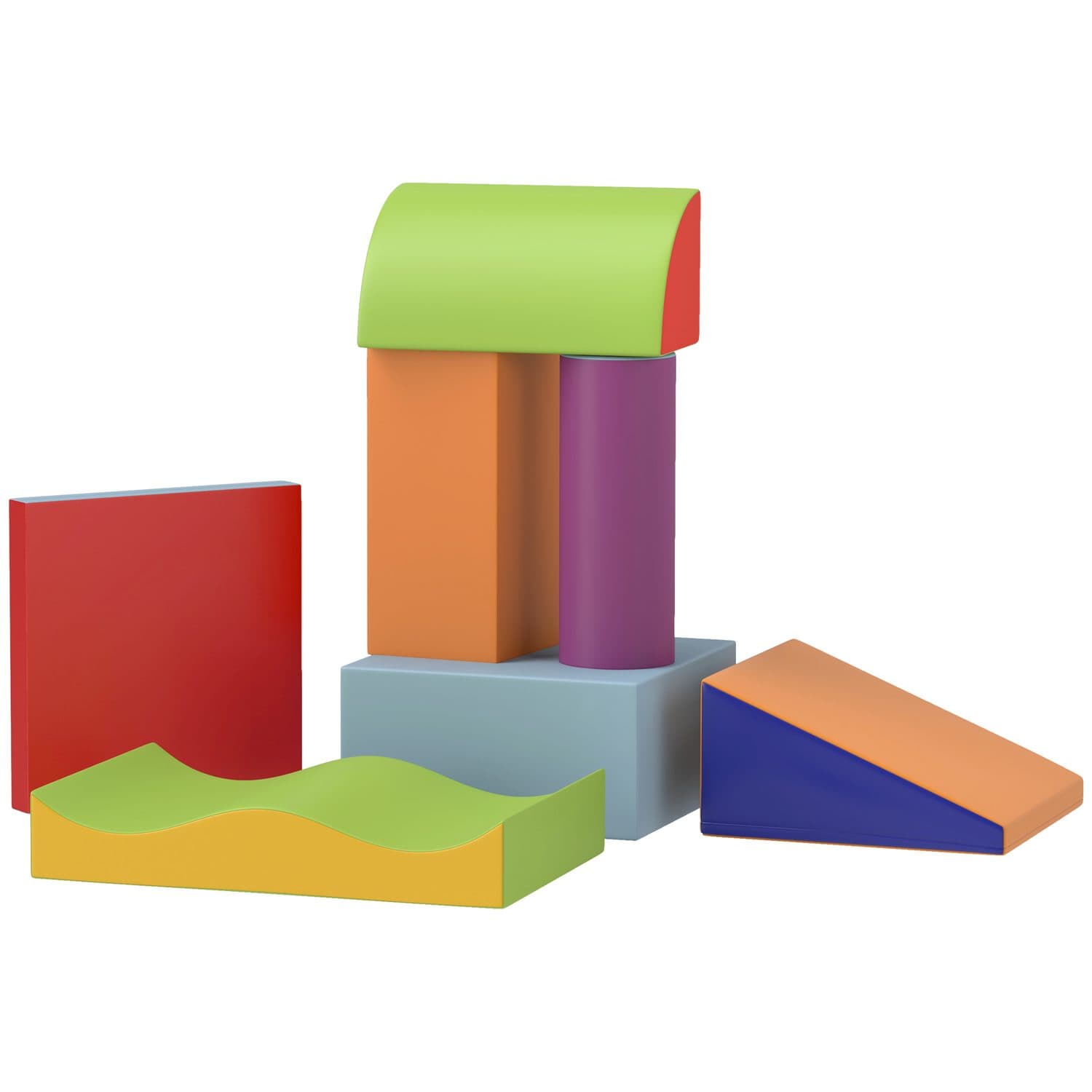 Seven-Piece Soft Foam Play Set for Toddlers Aged 1 to 3 - Blue