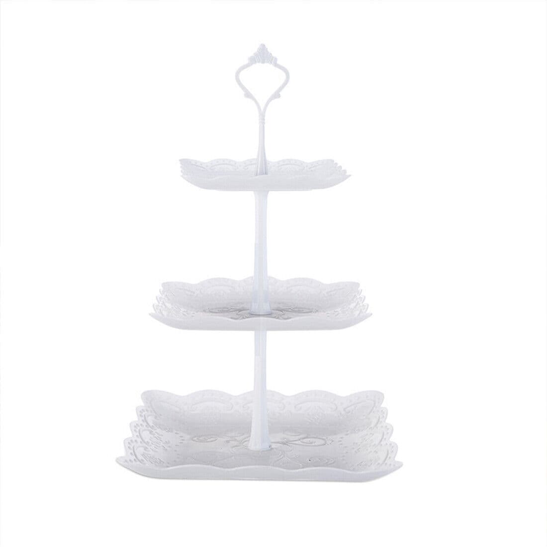 Two White 3-Tier Stands for Cakes, Fruit and Party Spreads - image 1