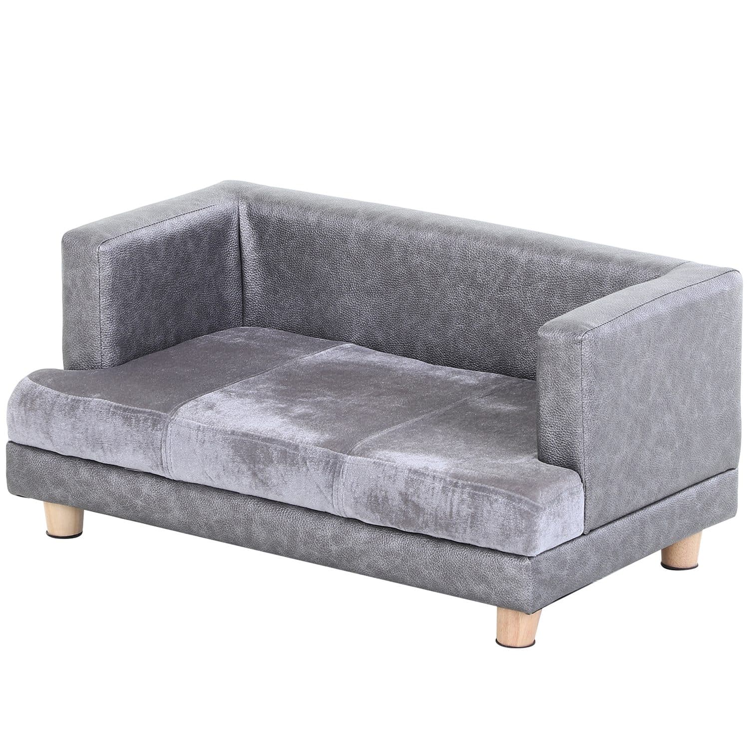 PawHut Elevated Dog Sofa - Grey