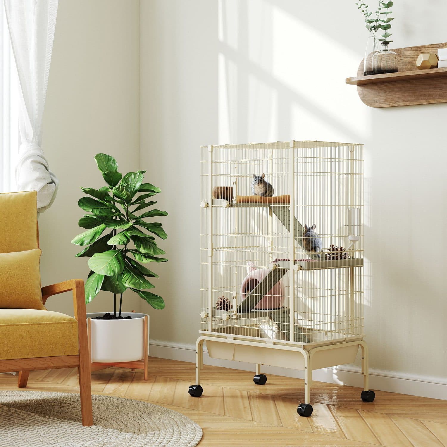 PawHut Four-Tier Small Animal Cage on Wheels - image 4