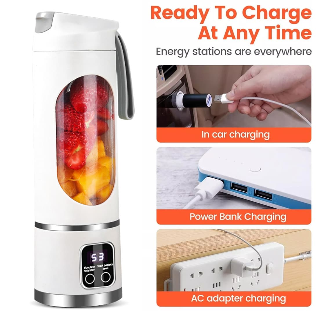 Portable USB Rechargeable Blender Cup – 450ml - image 9