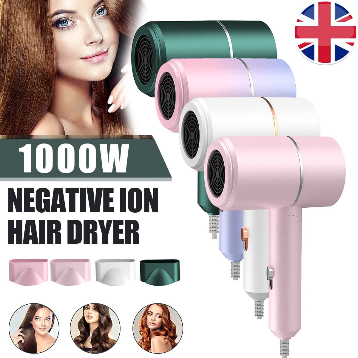Foldable Negative Ionic Hair Dryer with Adjustable Temperature - image 3