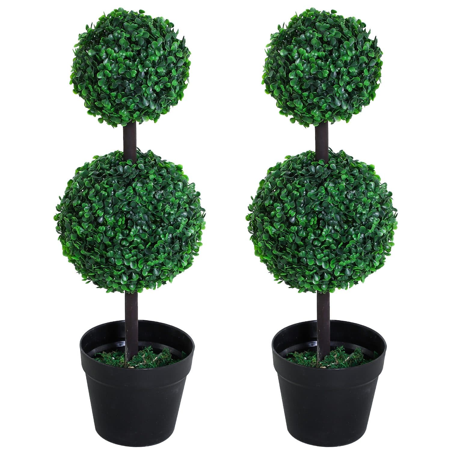 Set of 2 Double Ball Topiary Trees - Green