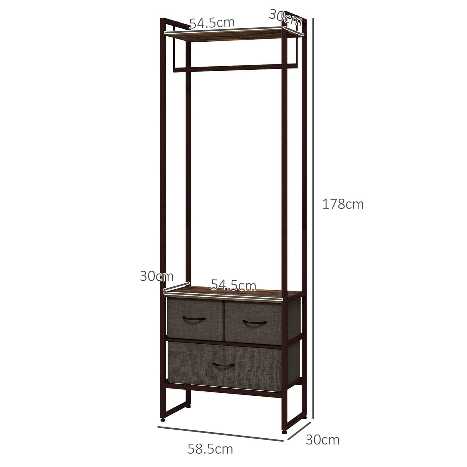 Freestanding Clothes Rail with Storage Drawers and Shelf - image 1
