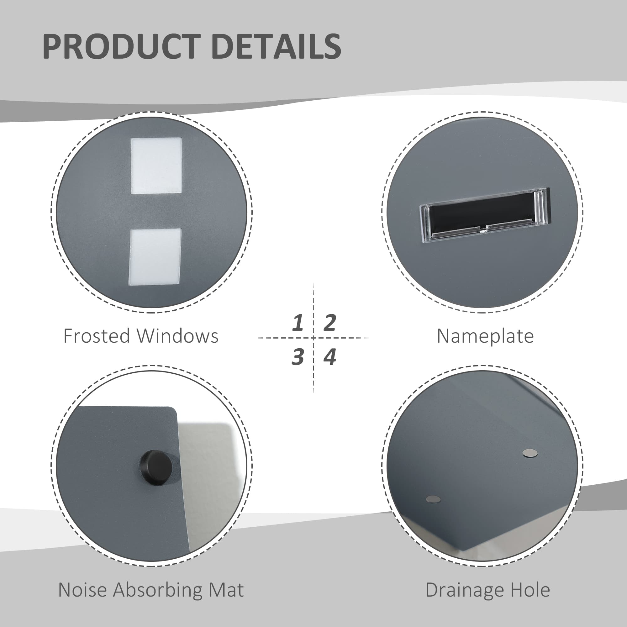 Anthracite Grey Outdoor Letter Box with Lock and Nameplate - image 3