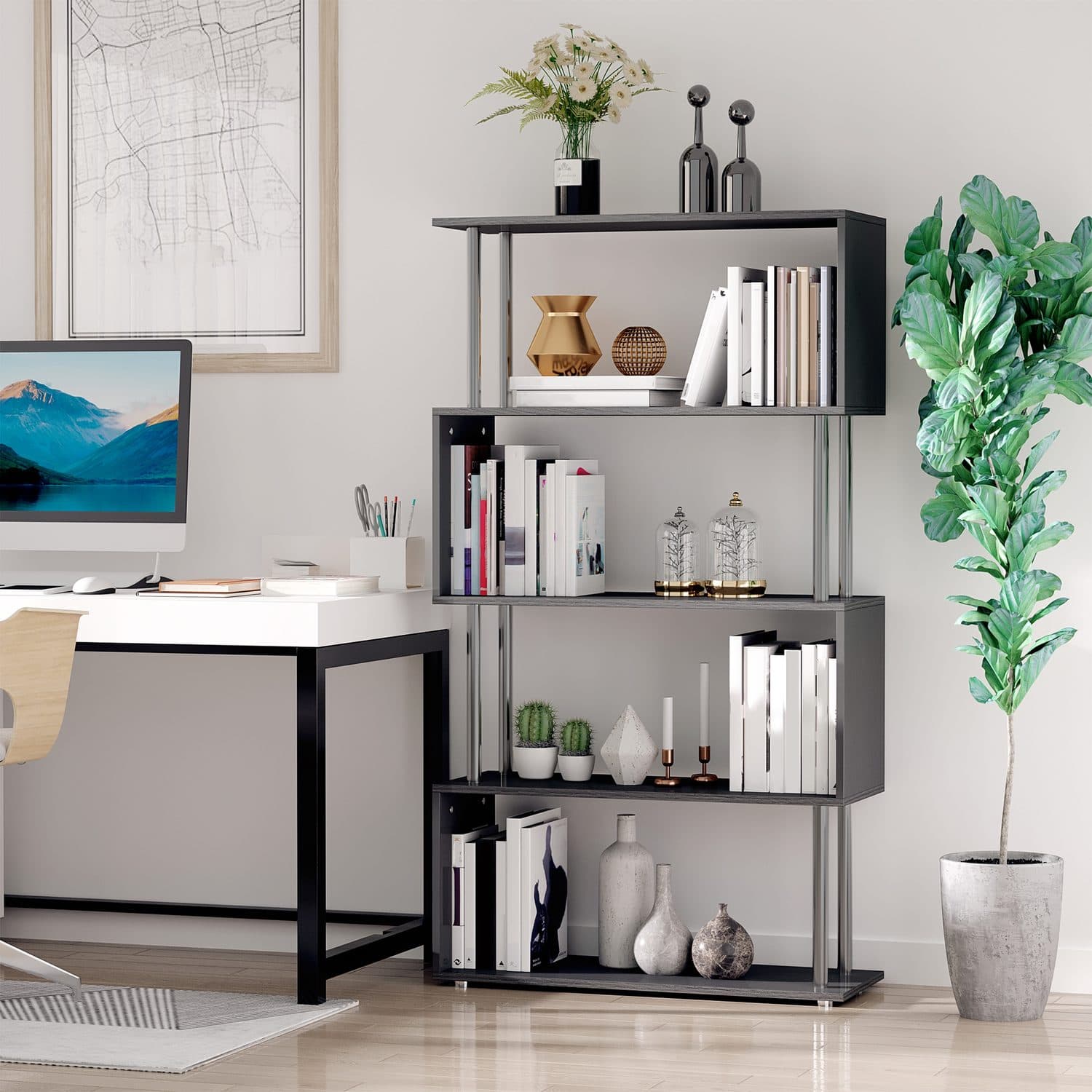 Modern 5-Tier S-Shape Bookcase - image 5