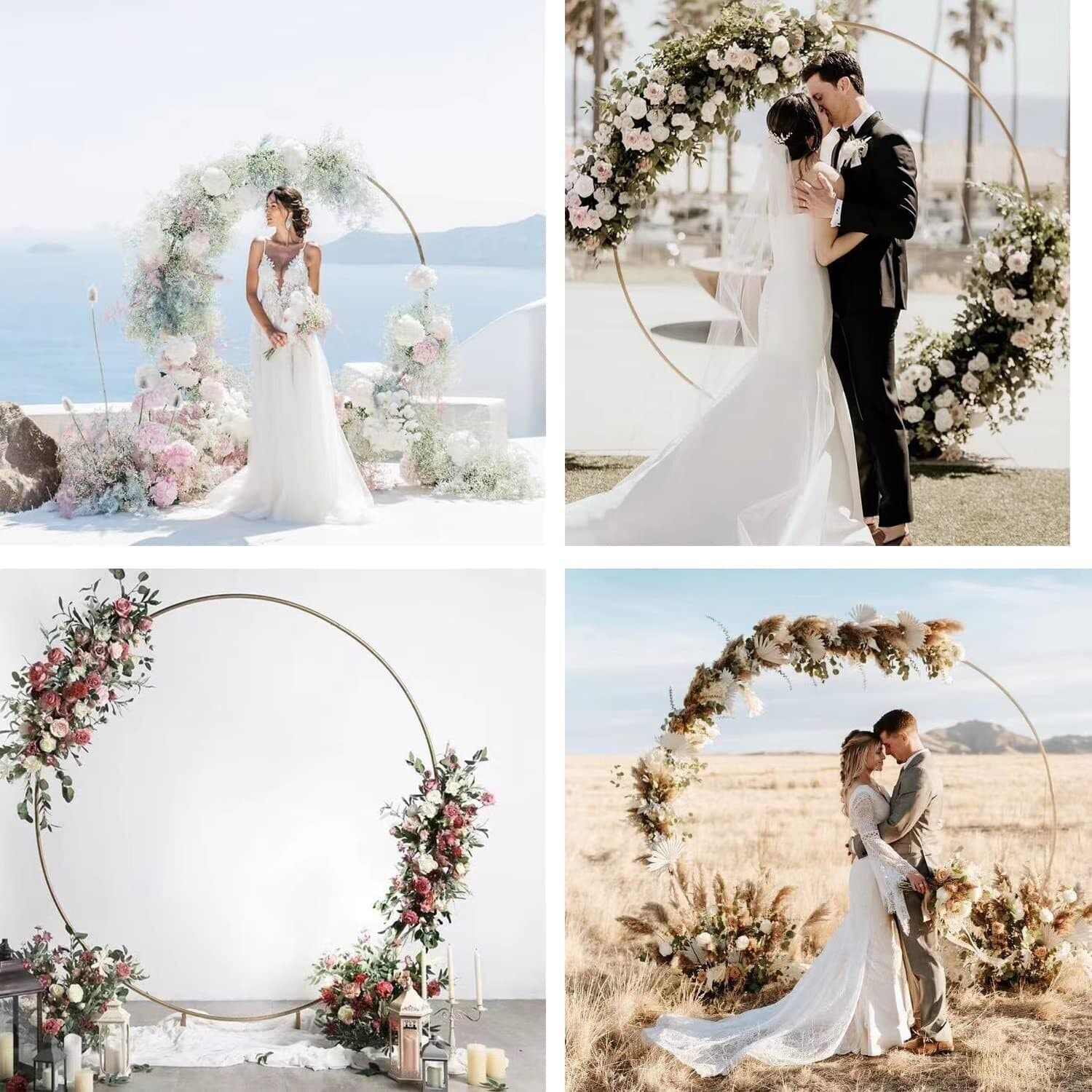 Gold 2m round hoop arch for wedding flower backdrops - image 6
