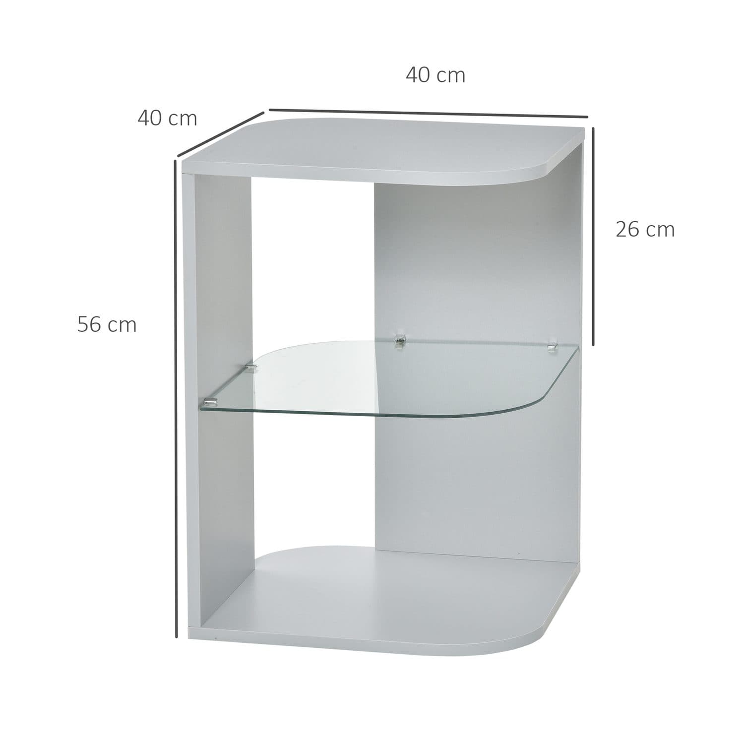Curved 3-Tier Grey Nightstand - image 2
