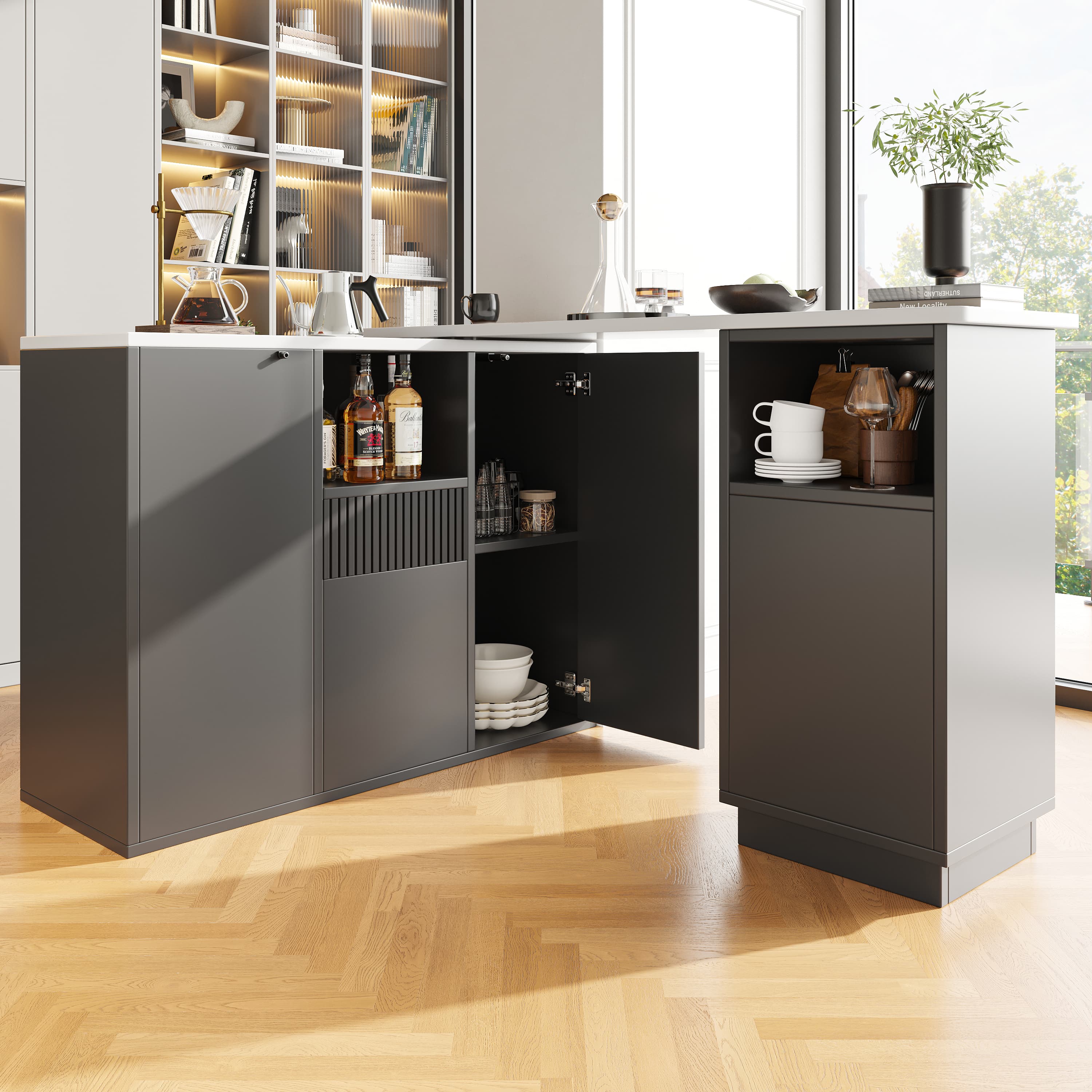 360° Swivelling Bar Table with Storage - image 2