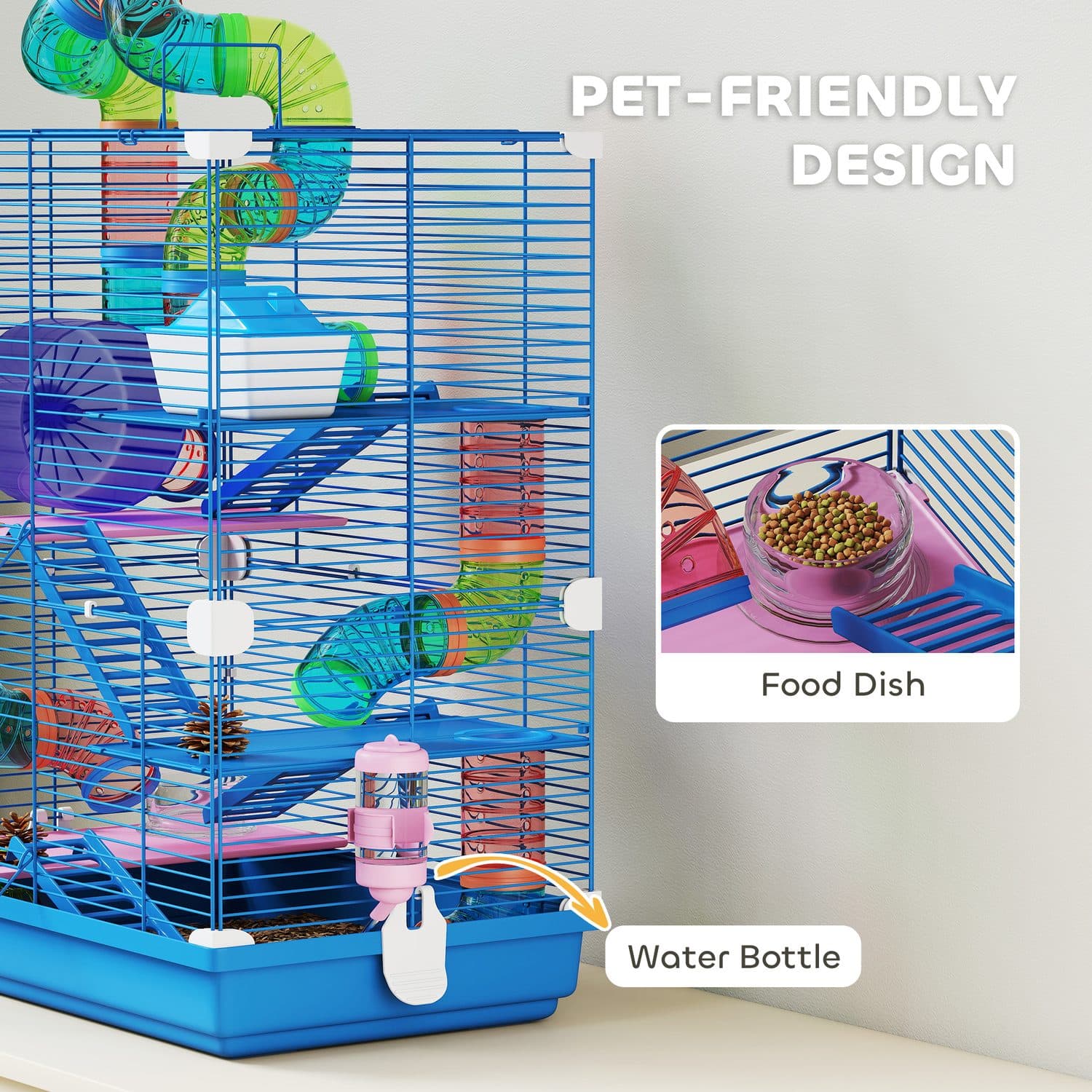 PawHut 5-Tier Hamster Habitat with Tunnel and Carry Handle - image 2