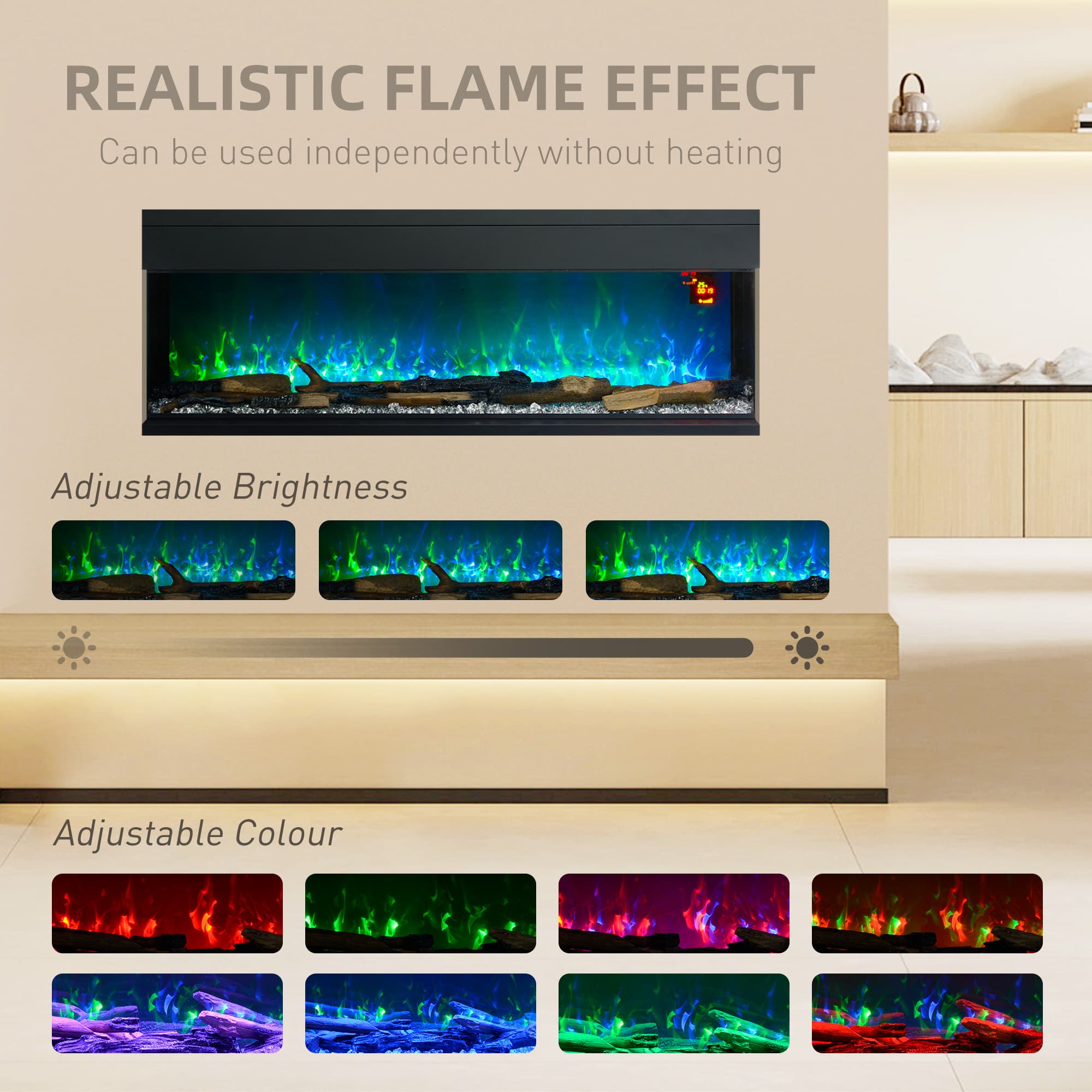 Panoramic Electric Fireplace with Custom Flame Settings - image 3