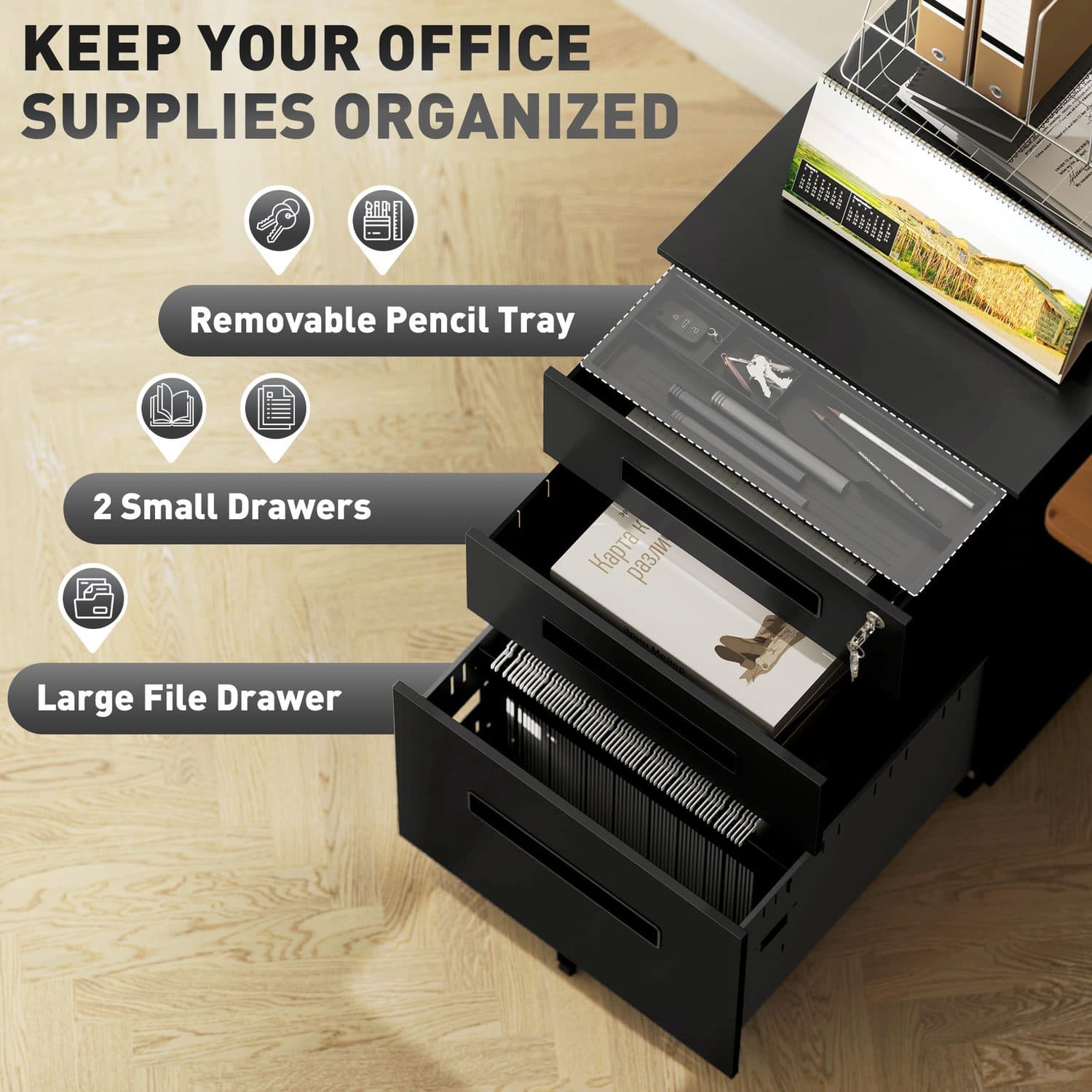 Secure Your Workspace with the Vinsetto Steel Filing Cabinet - image 2