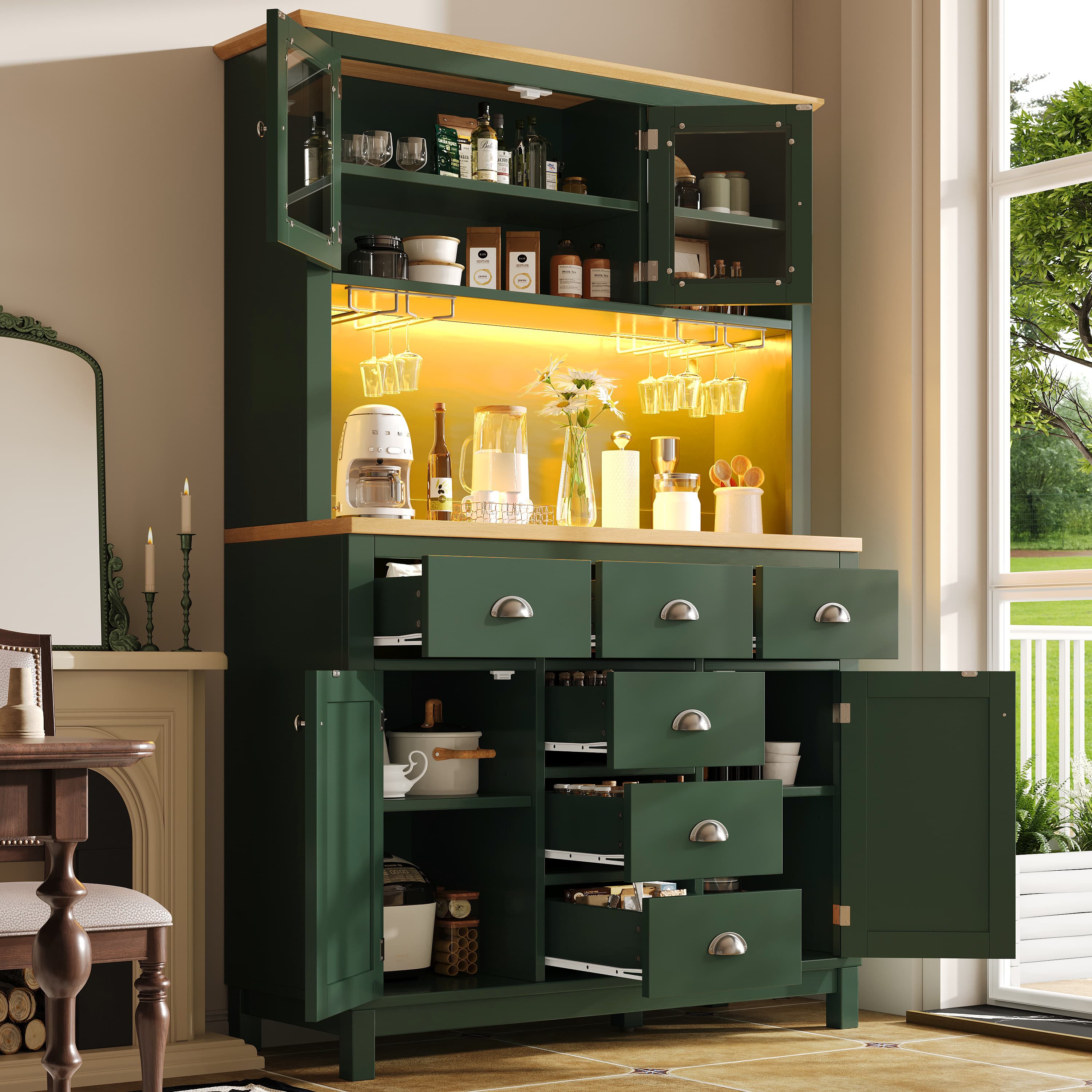 Storage: Farmhouse Sideboard with LED & Drink Holders - image 5