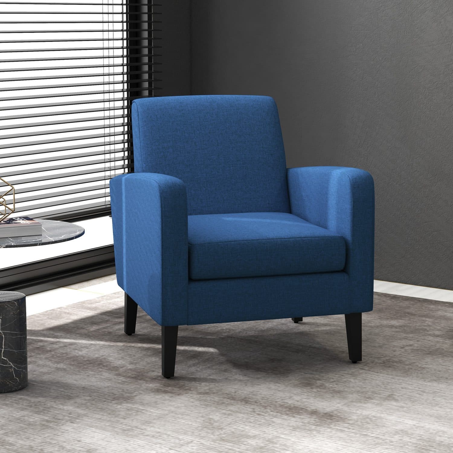 Blue Linen-Look Armchair - image 4