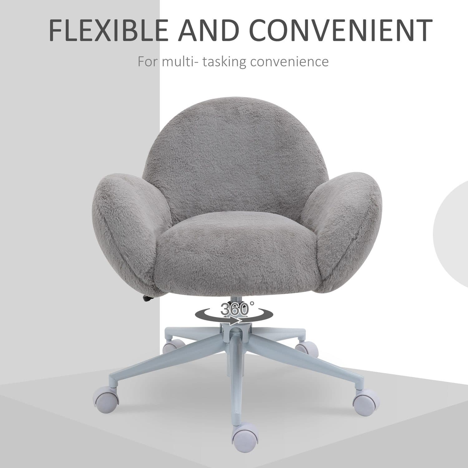 Grey Fluffy Vanity Chair - image 3