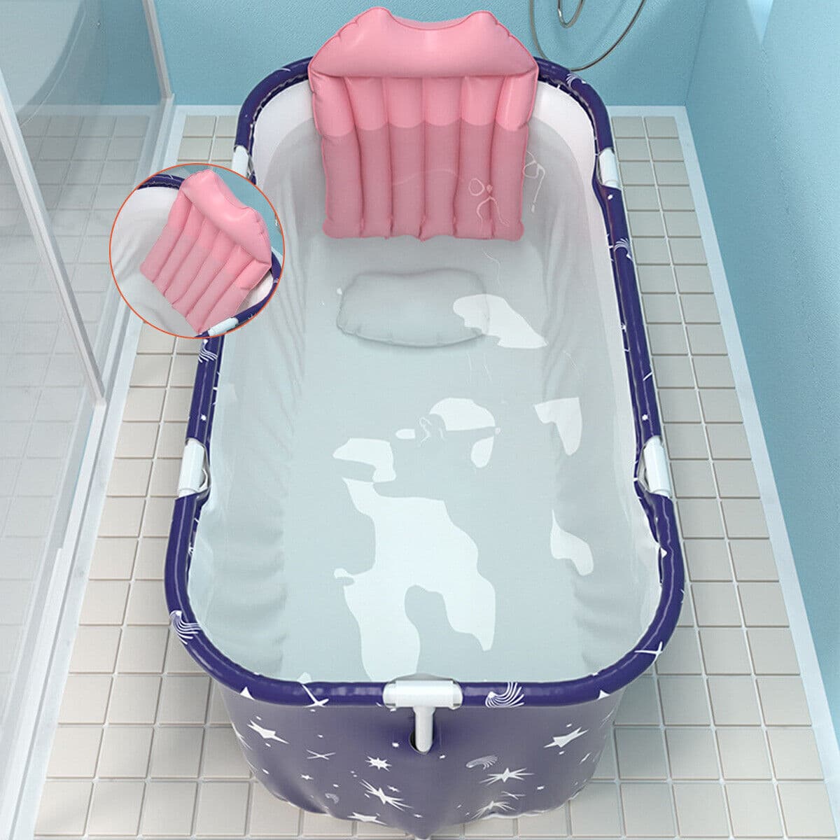 Foldable Soaking Tub with Cushion for Adults Up to 190 cm - image 1