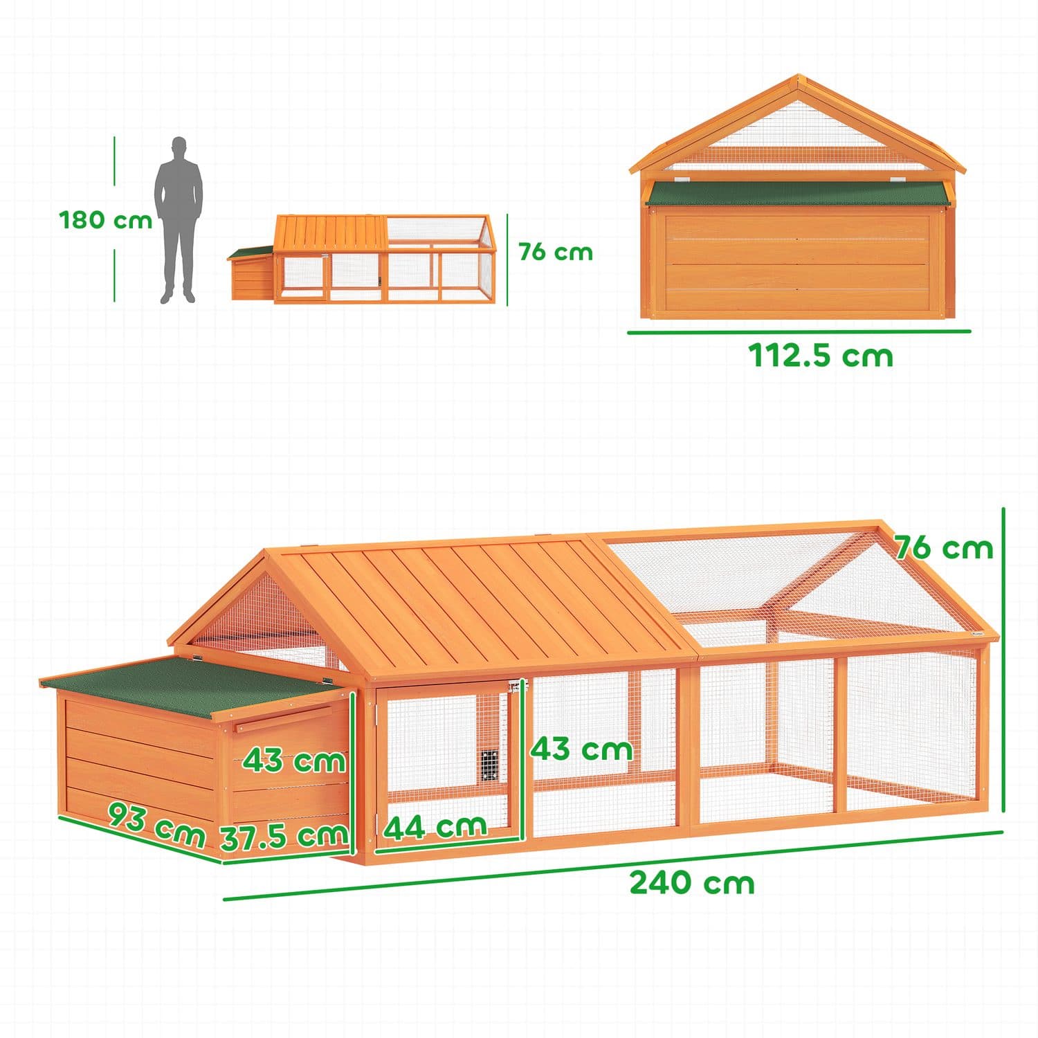 PawHut Wooden Chicken Coop with Nesting Box and Openable Roof - image 3