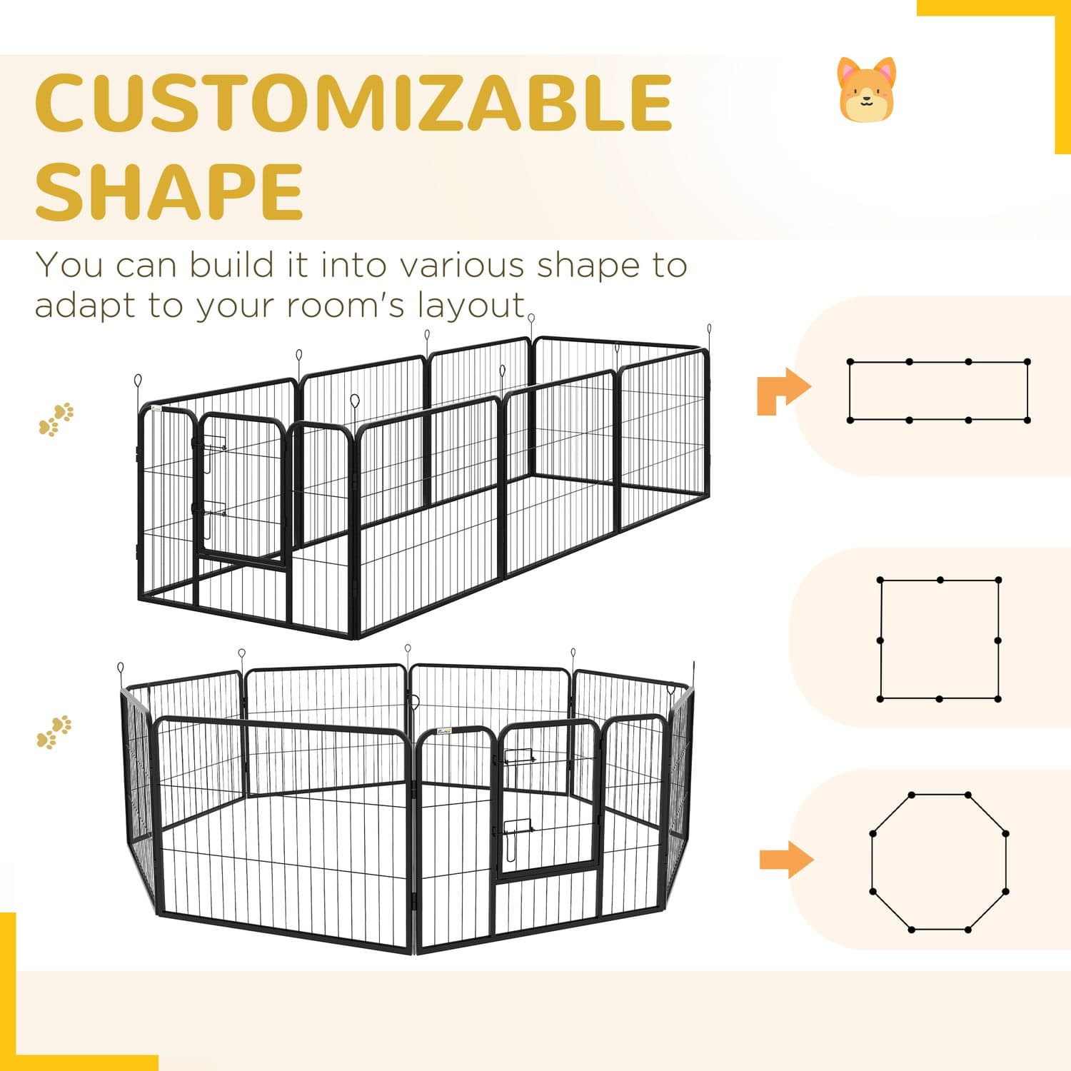 PawHut 8-Panel Steel Dog Playpen with Lockable Door - image 3