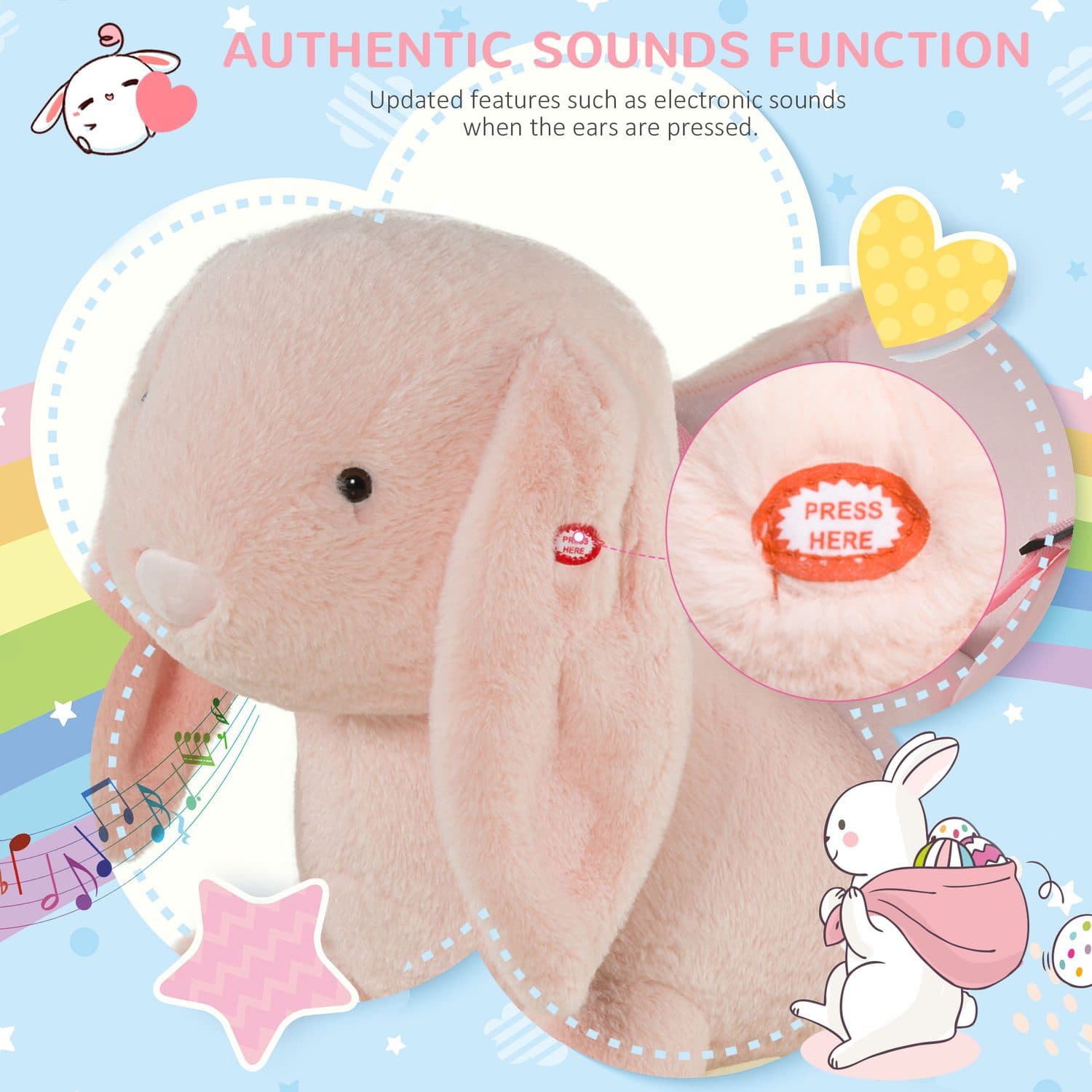 Pale Pink Plush Rocking Rabbit with Harness for Young Toddlers - image 4