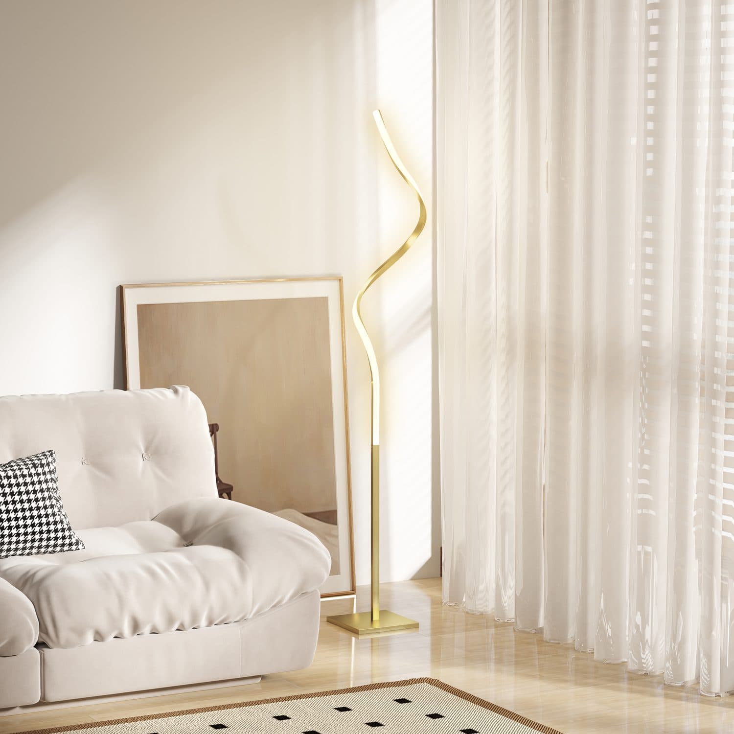 Gold Spiral LED Floor Lamp for Ambient Room Lighting - image 5