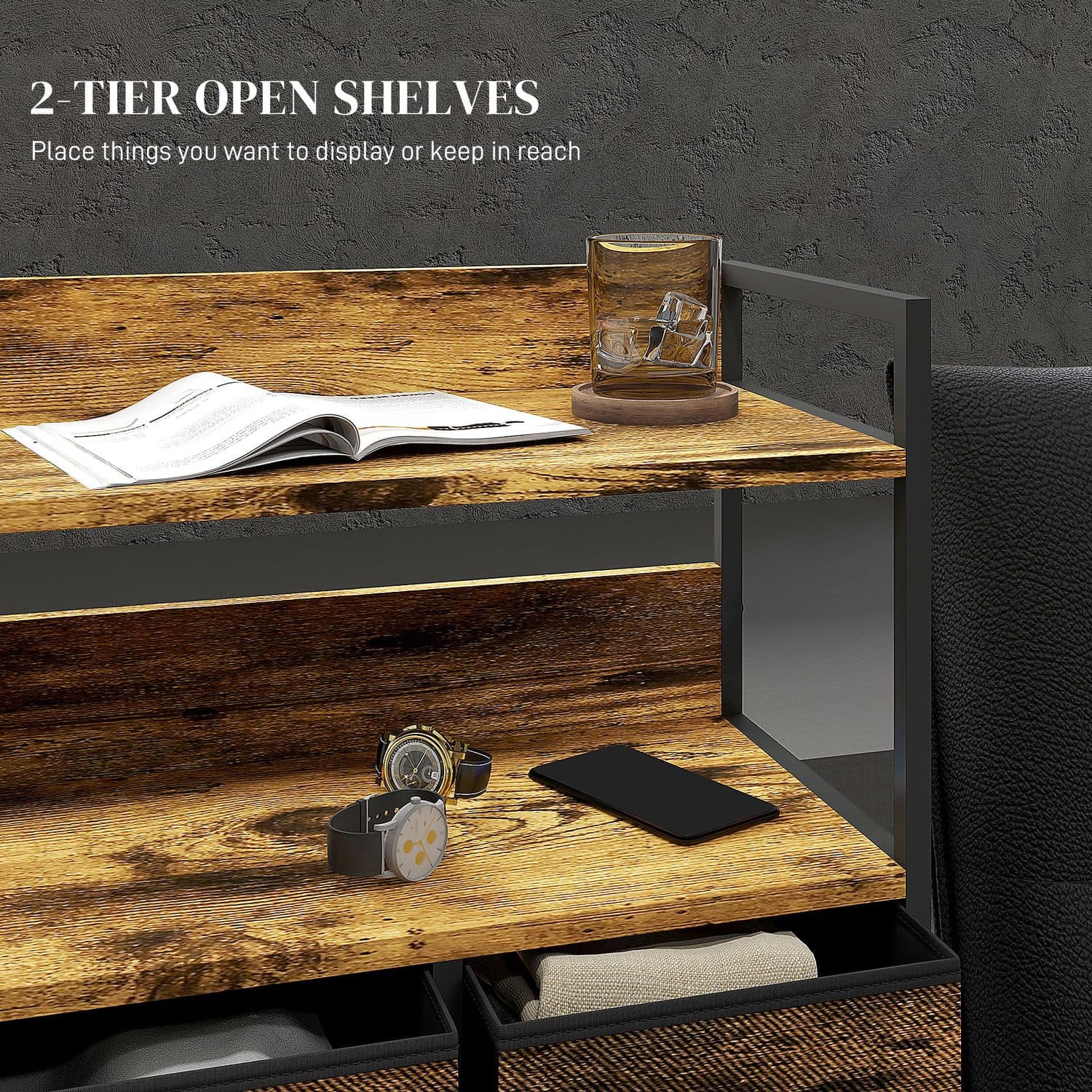 Industrial-Style Storage Chest with Seven Fabric Drawers - image 2